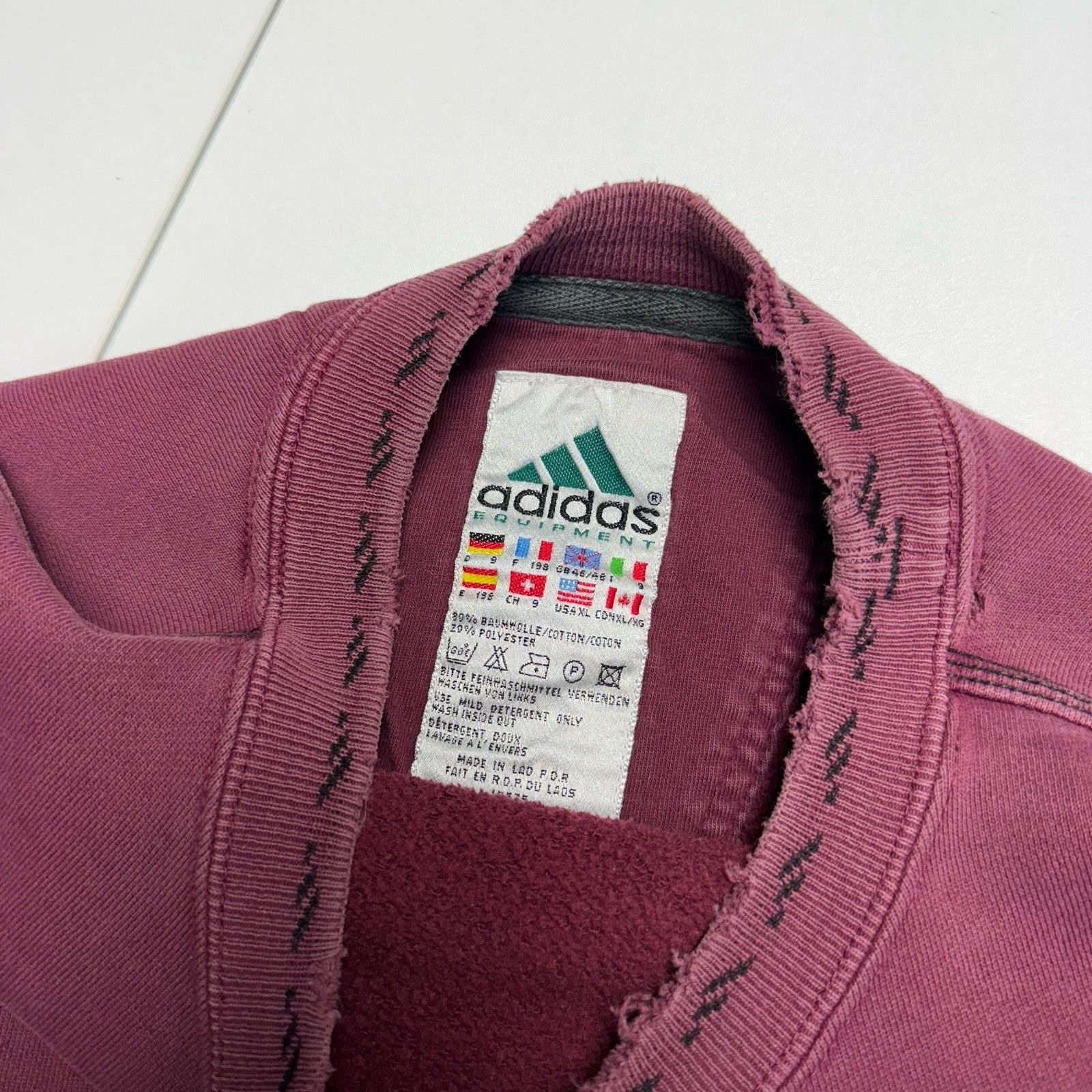 Adidas Vintage 90s Adidas Equipment Sweatshirt Mens XL Maroon Size US XL / EU 56 / 4 - 10 Thumbnail