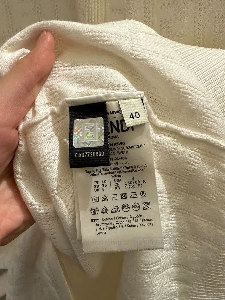 Fendi Fendi White Cardigan with Classic Double F Pattern Size XS / US 0-2 / IT 36-38 - 6 Thumbnail
