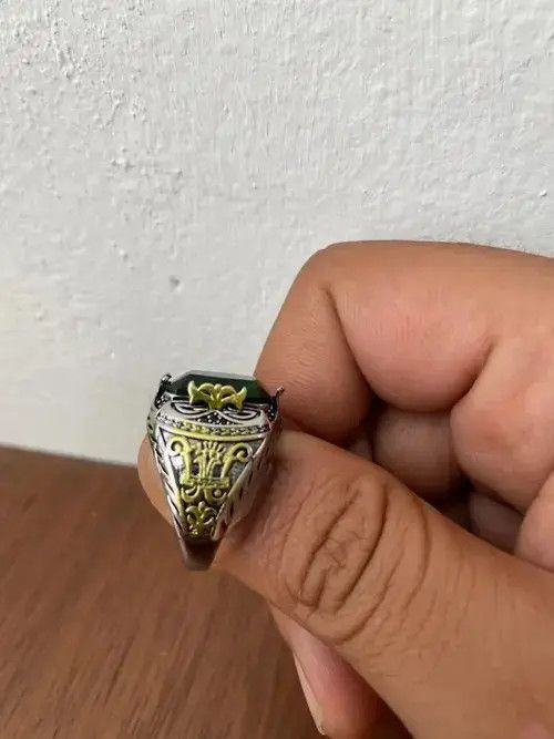 Japanese Brand Mystic Zircon Green Color Carved Ring (size 7-12) Size ONE SIZE - 3 Thumbnail