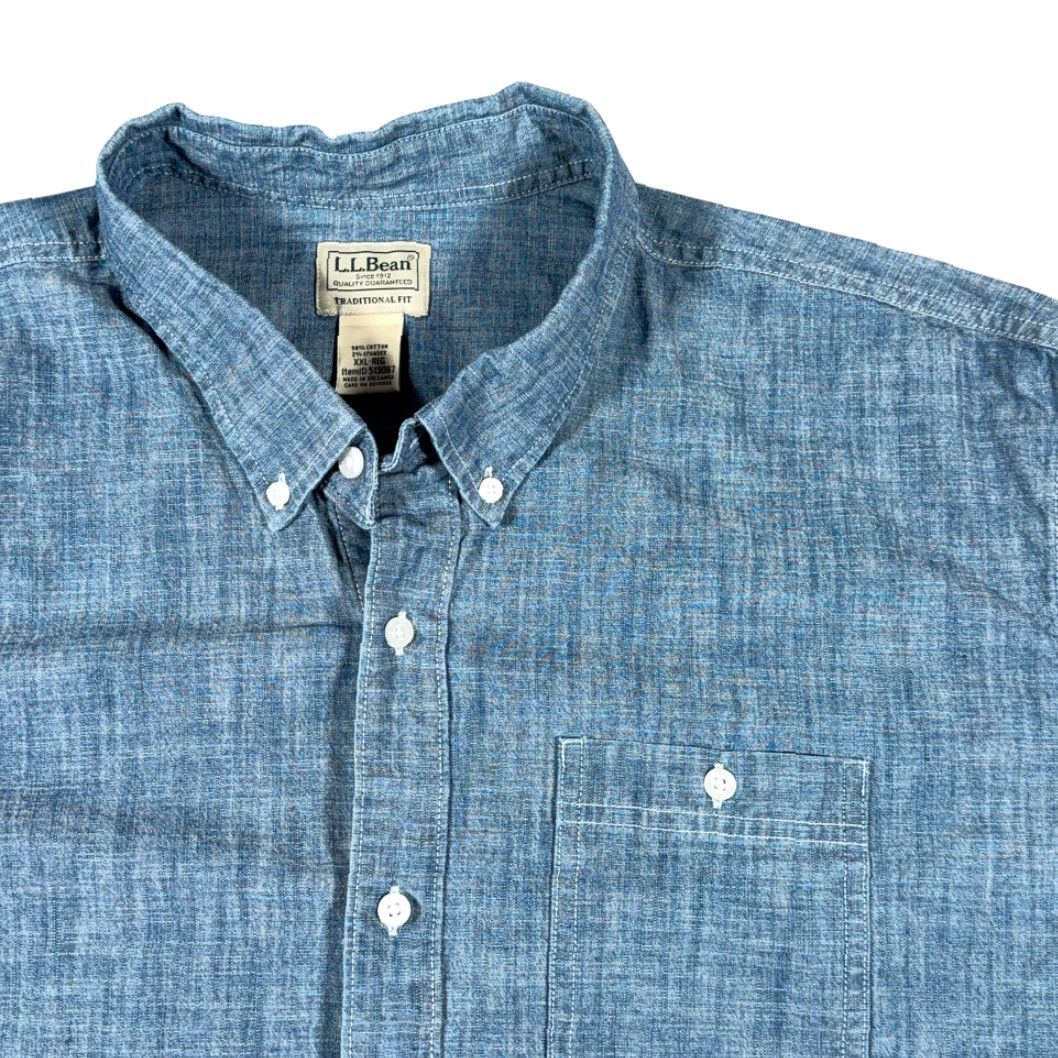 Vintage VINTAGE L.L.Bean Shirt XXL 2XL Blue Chambray Button-Up Long Sleeve Men's Casual Heritage Y2K Size US XXL / EU 58 / 5 - 2 Thumbnail