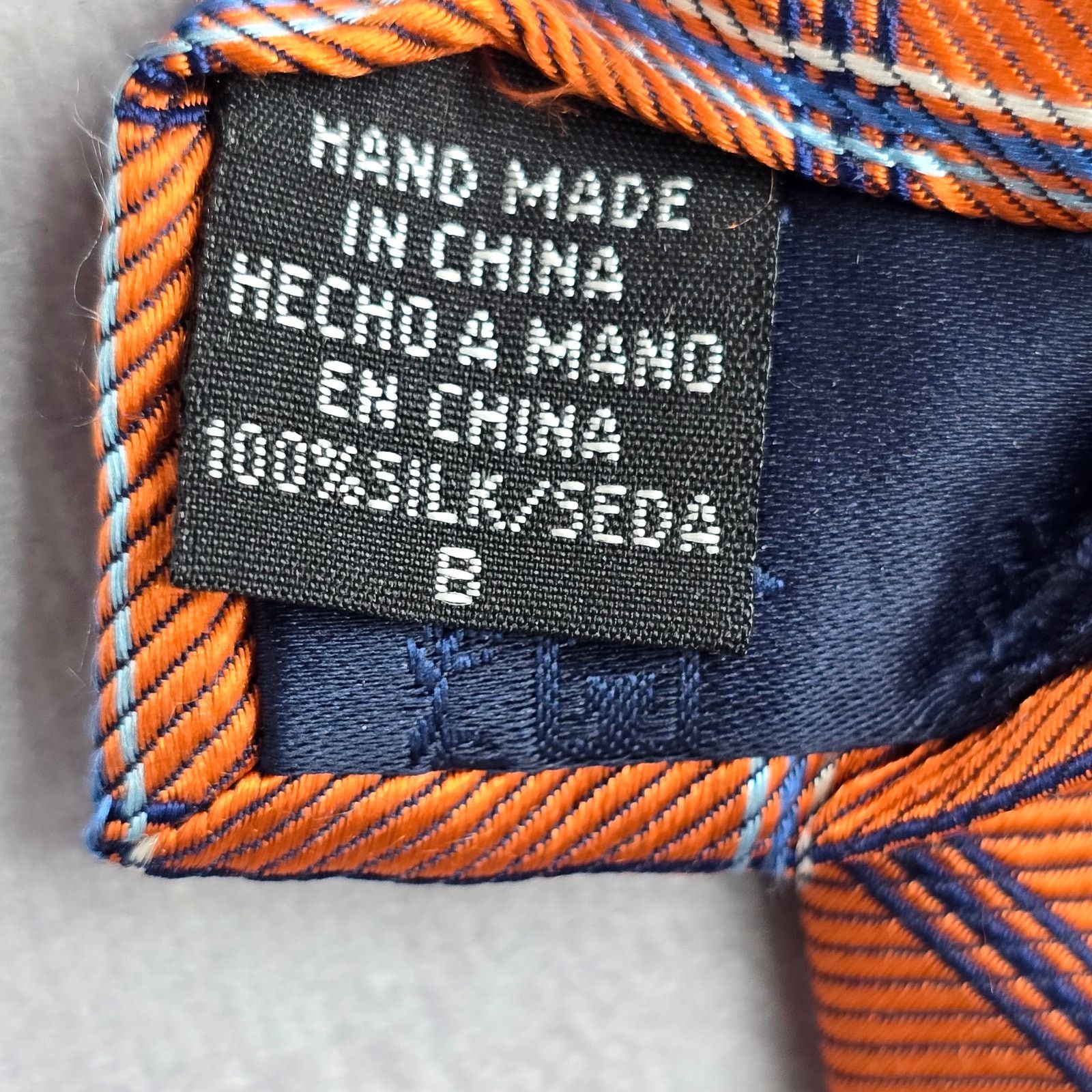 Chaps Chaps Orange Blue Plaid Tartan Stripe 100% Silk Neck Tie Size 32 - 5 Thumbnail