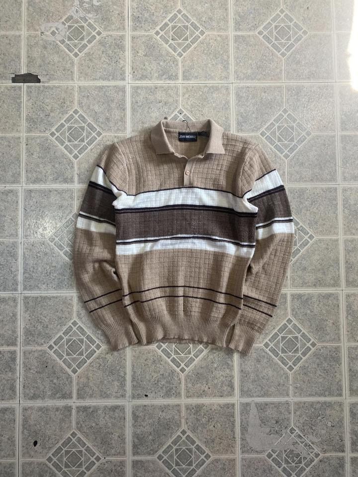 Other Vintage 80s striped polo sweater long sleeve brown Size US M / EU 48-50 / 2 - 1 Thumbnail