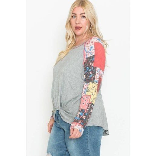 Other Plus Size Colorful Patchwork Long Sleeve Top 3X Size 3XL / US 20-22 - 3 Thumbnail