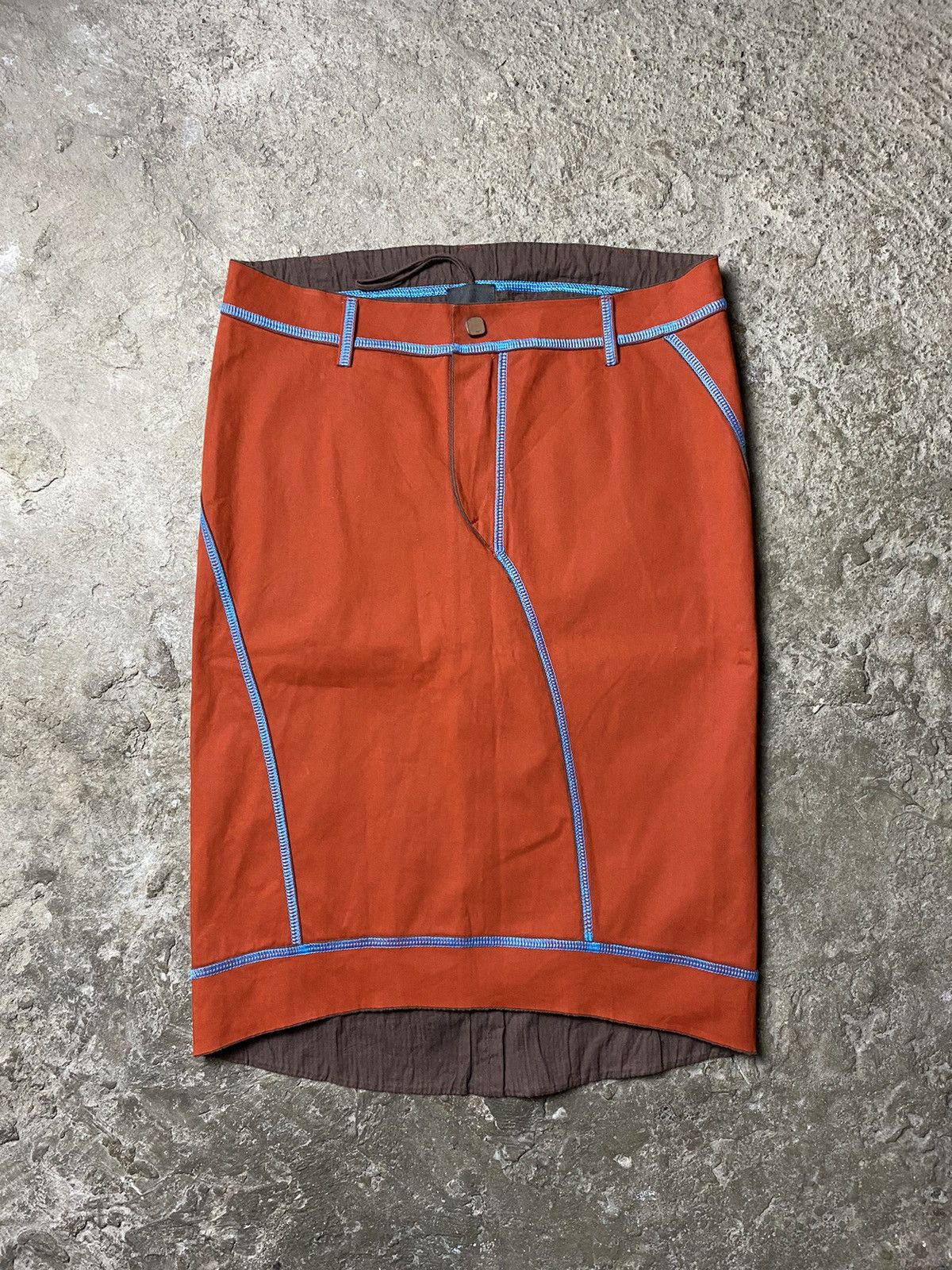 image of Fendi Contrast Stitch Skirt in Red/Orange, Women's (Size 30)
