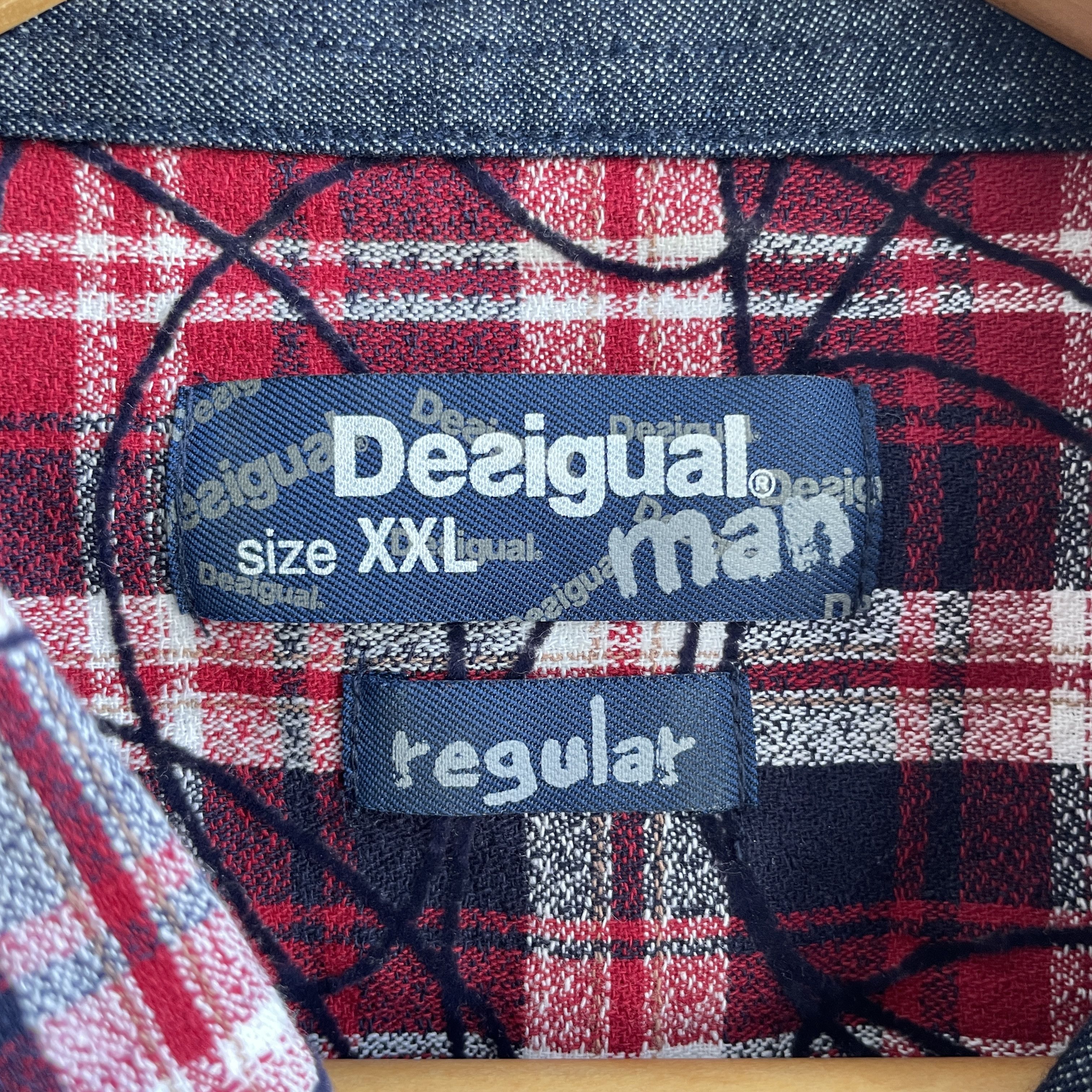 Desigual Desigual Plaid Flannel Scribble Embroidery Button Down Shirt Size US XXL / EU 58 / 5 - 8 Thumbnail