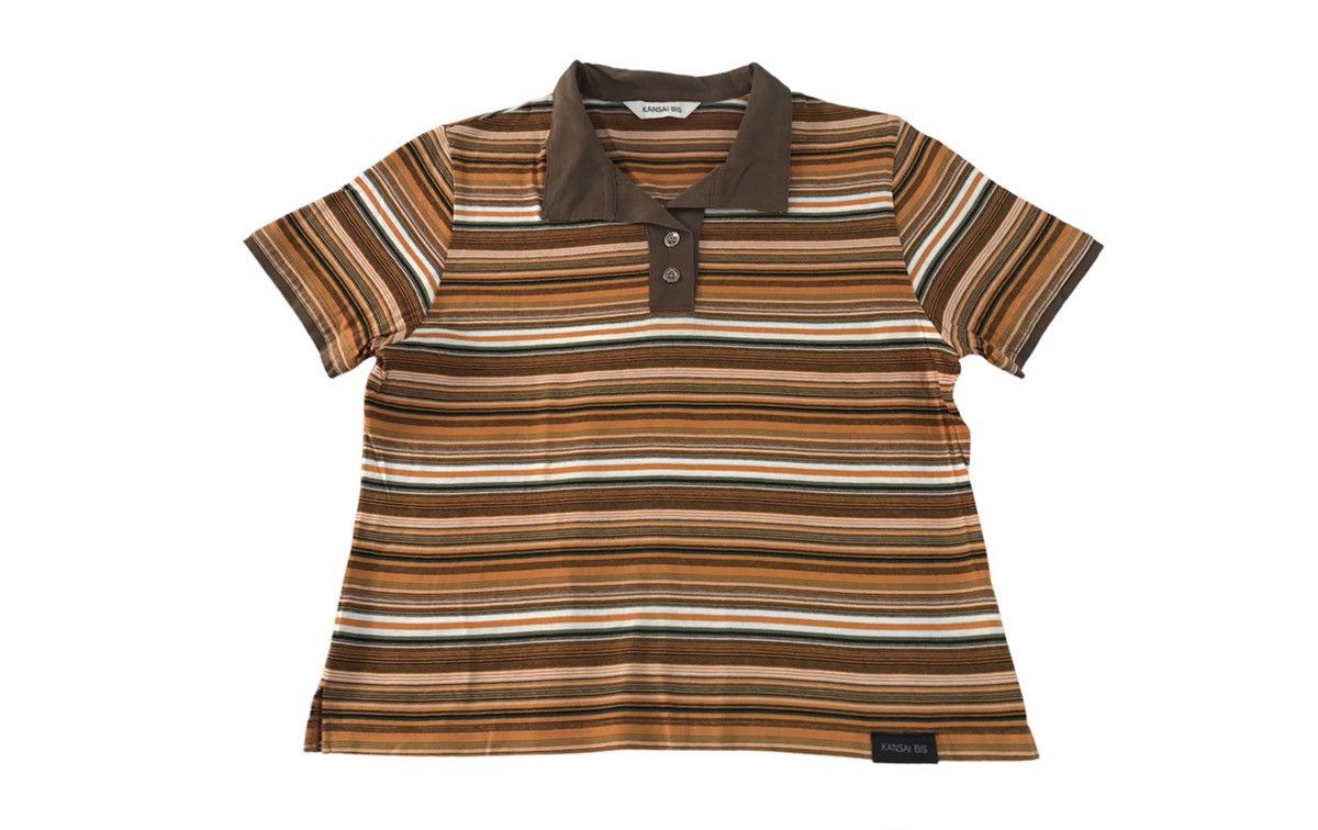 Kansai Yamamoto Kansai Yamamoto Kansai Bis Multicolor Striped Polo Tee Size US S / EU 44-46 / 1 - 1 Thumbnail