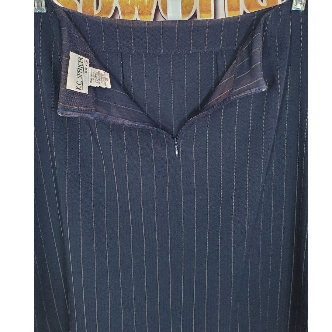 Other K.C. Spencer Blue Pinstripe Pencil Skirt Size 16 Size 38" / US 16 / IT 52 - 5 Thumbnail
