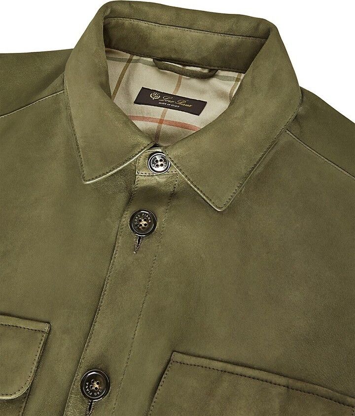 Loro Piana o1w1db10724 Lowe Suede Overshirt in Green Size US M / EU 48-50 / 2 - 5 Thumbnail