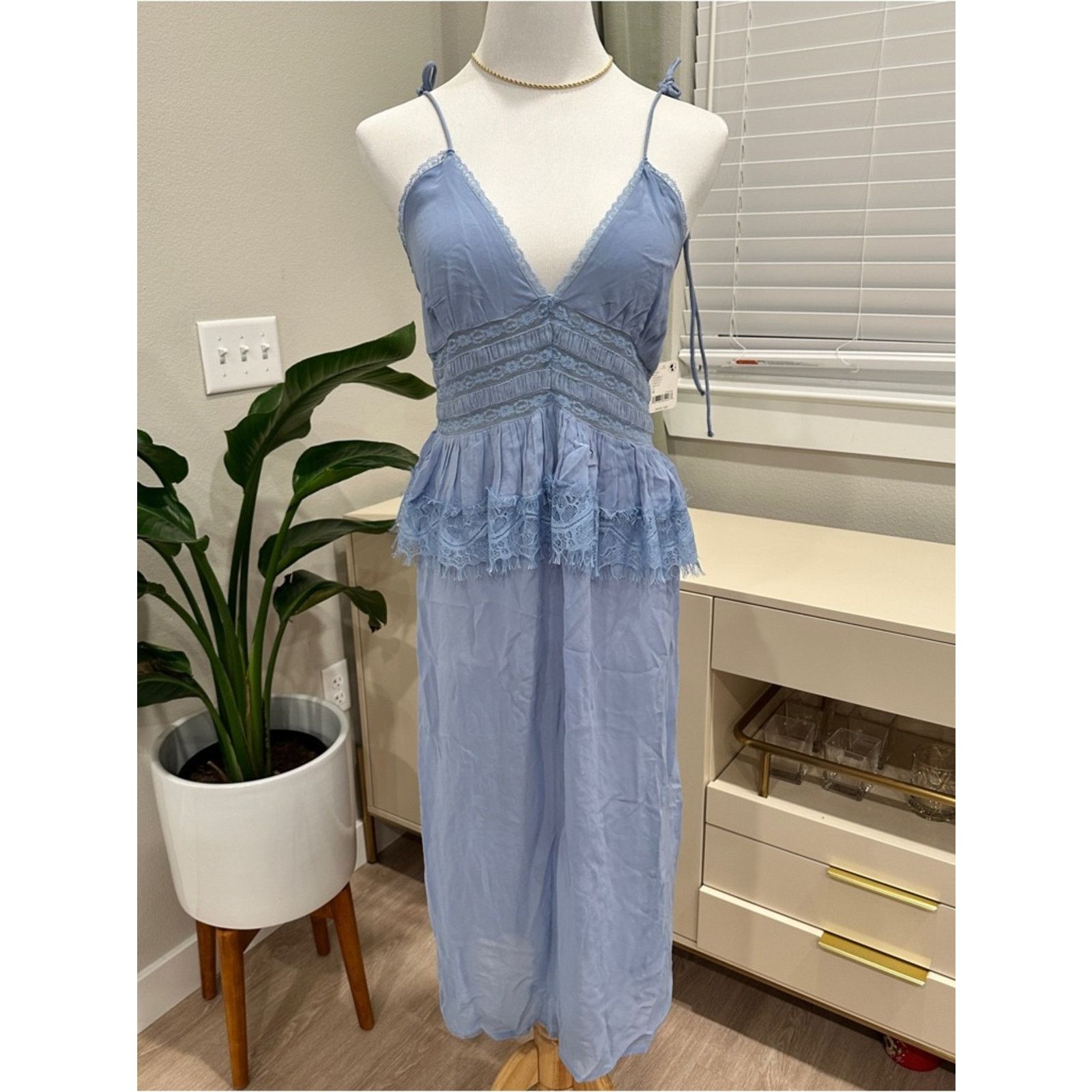 Free People Free People Kiki Peplum Midi Slip Dress in chambra Size M / US 6-8 / IT 42-44 - 2 Thumbnail