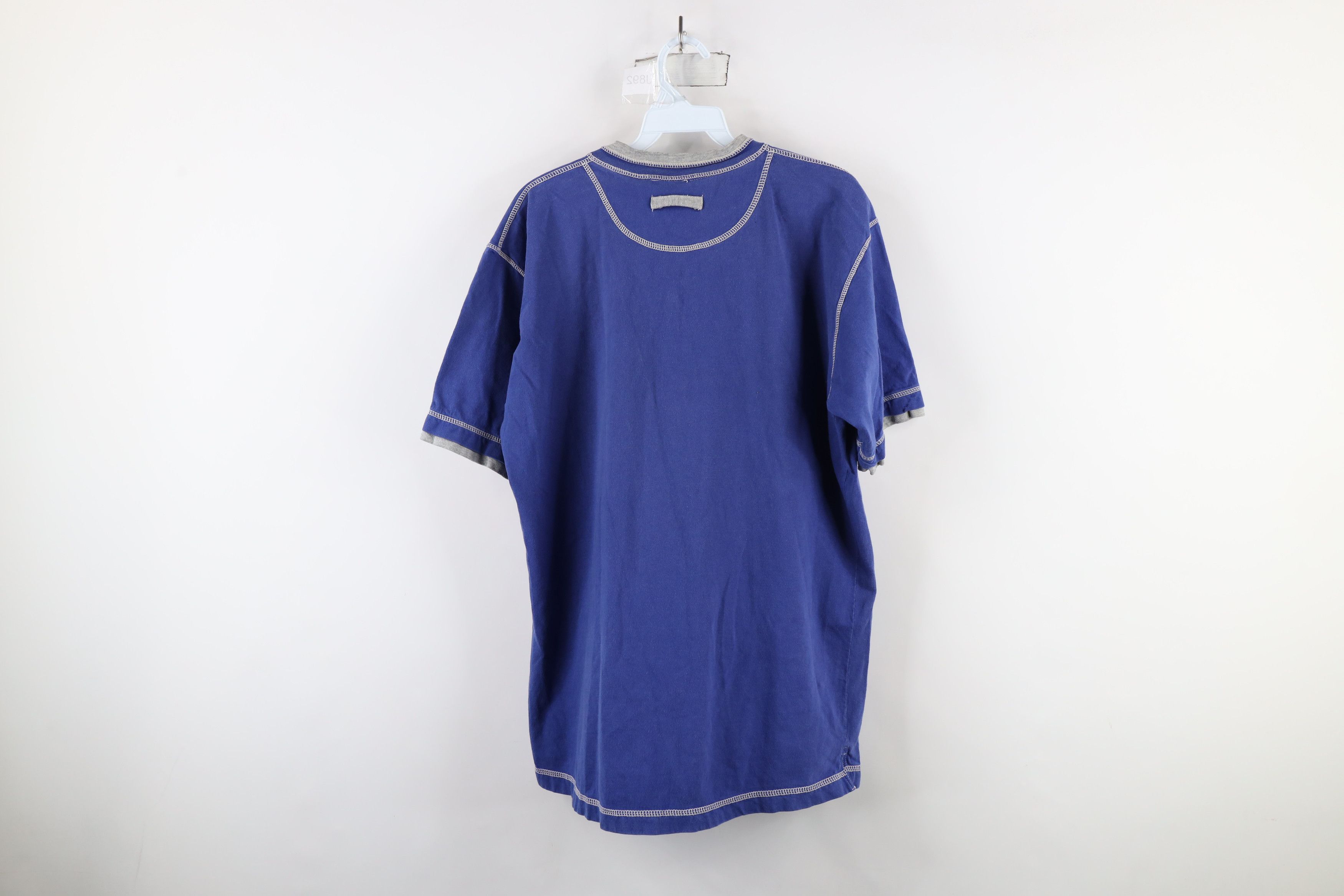 Vintage Vintage 90s MLB Baseball Blank Layered Henley T-Shirt Blue Size US L / EU 52-54 / 3 - 12 Thumbnail