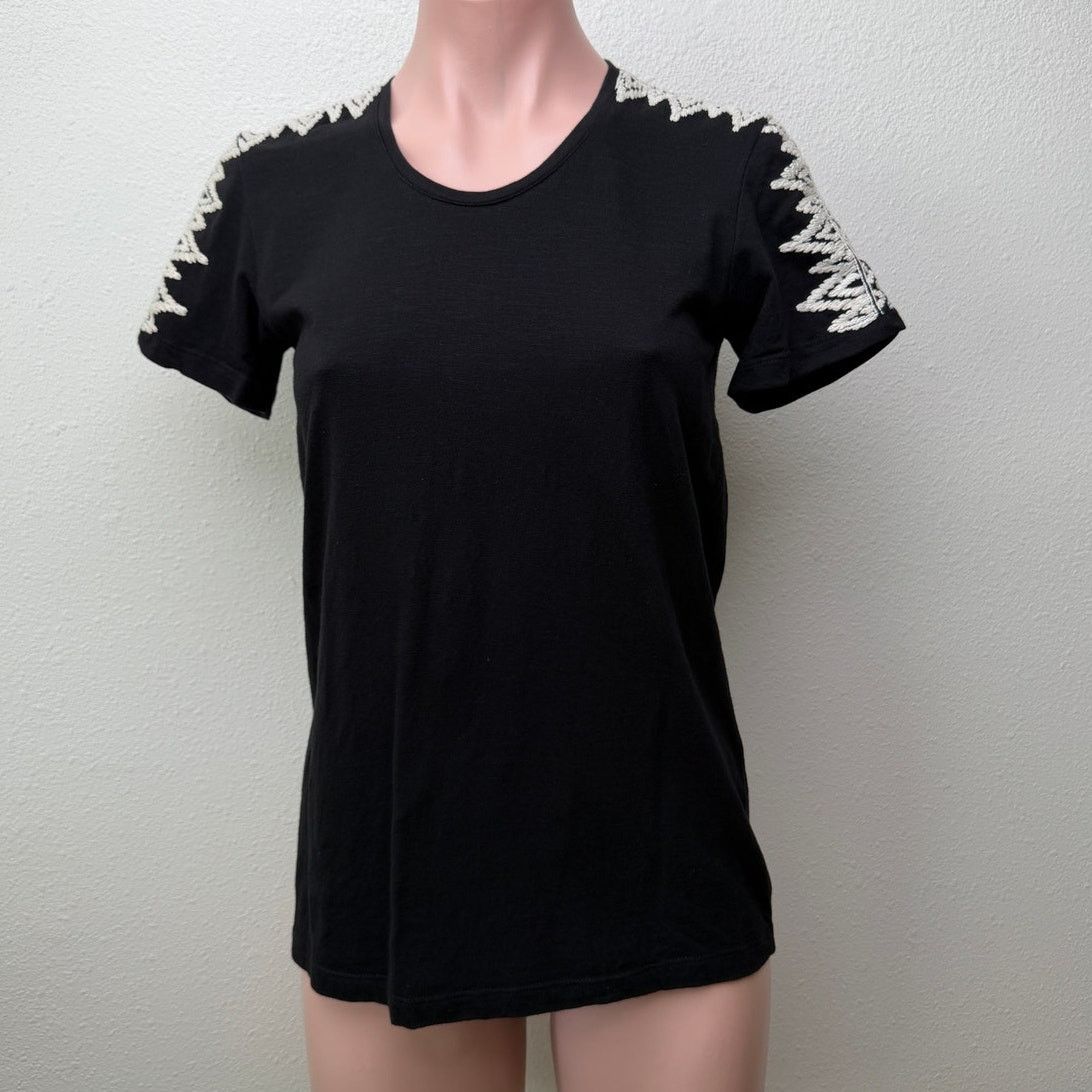 Other Pepin Black Short Sleeve Shirt with Embroidered Shoulders Size XS / US 0-2 / IT 36-38 - 1 Thumbnail