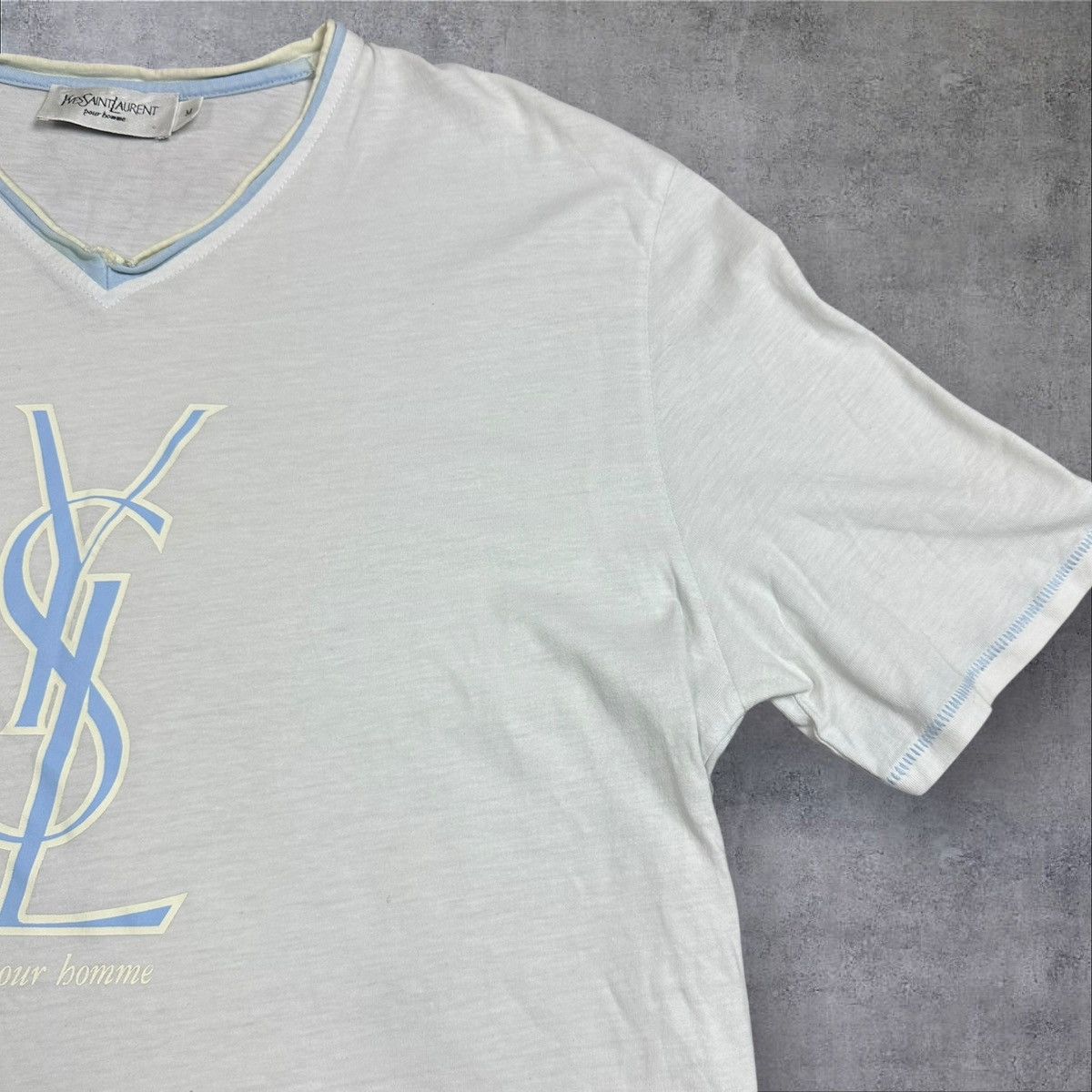 Vintage Vintage Yves Saint Lauren Big Logo V neck T shirt Tee Size US M / EU 48-50 / 2 - 3 Thumbnail