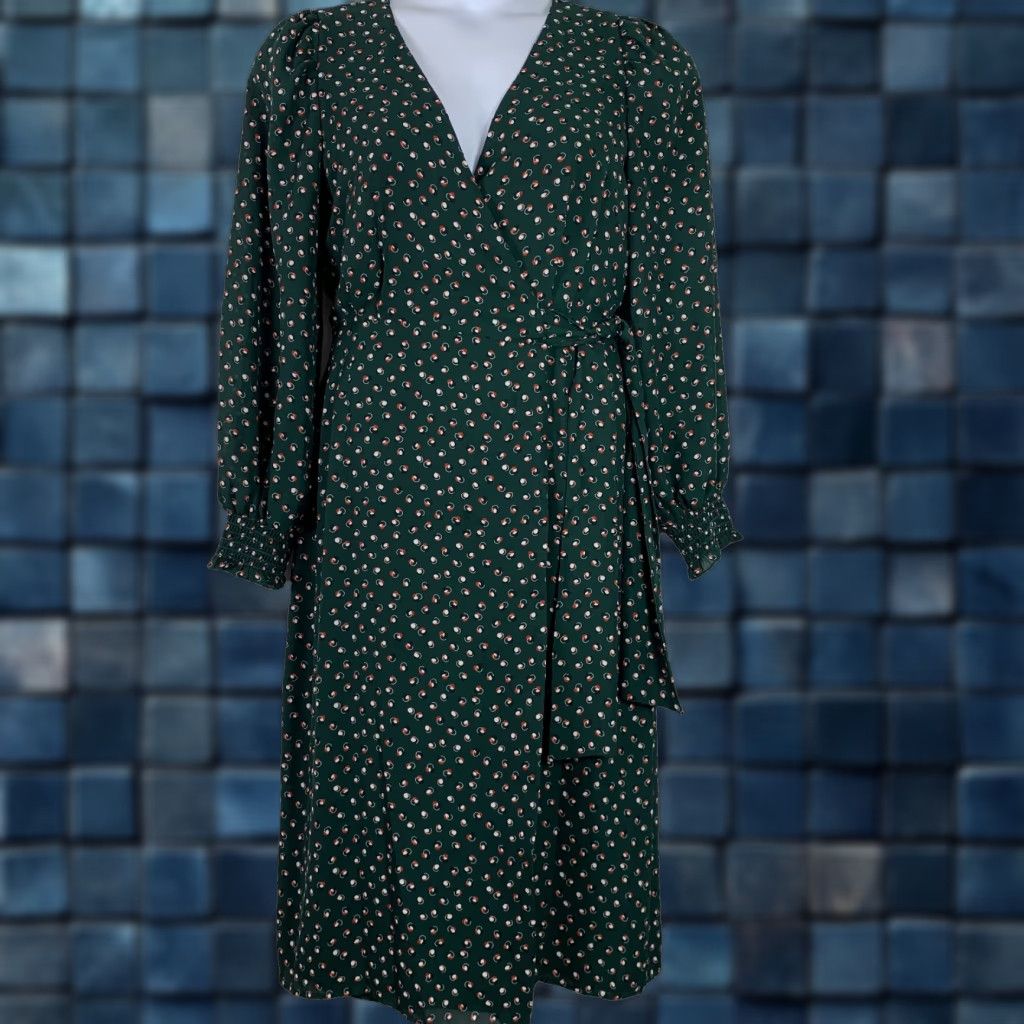 green emerald velvet dress Green Polka Dot Kennedy Midi Dress main image 1