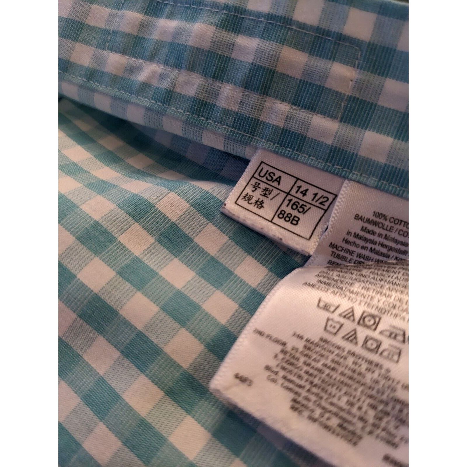 Brooks Brothers Brooks Brothers Work & Casual Shirt 14 1/2 Aqua Gingham Size US S / EU 44-46 / 1 - 6 Thumbnail