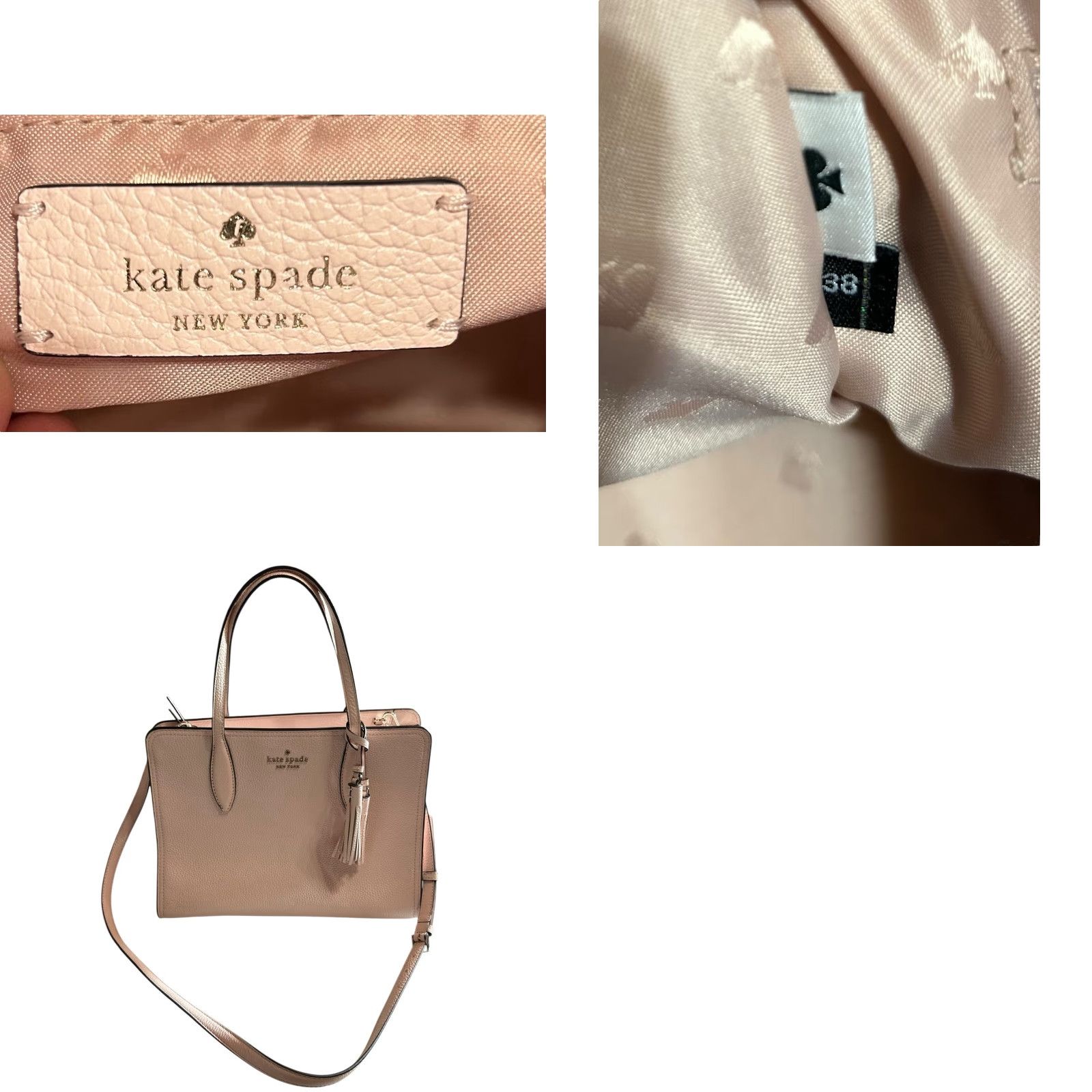Vintage kate spade new york Rowe Satchel Crossbody Purse Leather PeachPuff Women | Tassel | Pebbled Leather | Medium Size ONE SIZE - 11 Thumbnail
