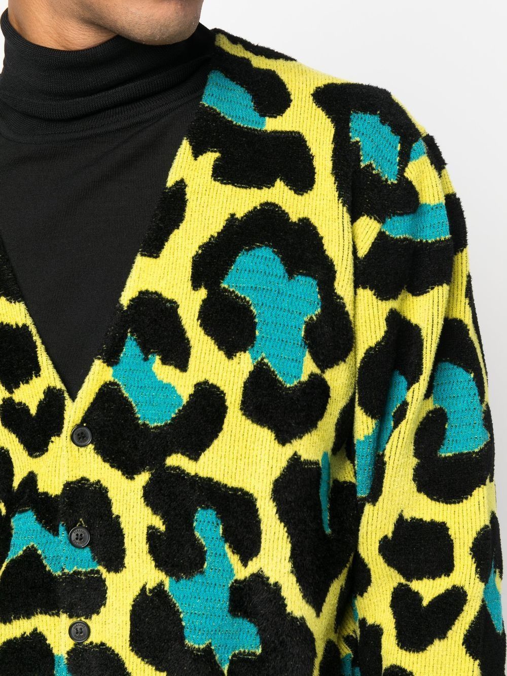 Versace o1y0525 Leopard-print V-neck Cardigan in Multicolor Size US M / EU 48-50 / 2 - 2 Thumbnail