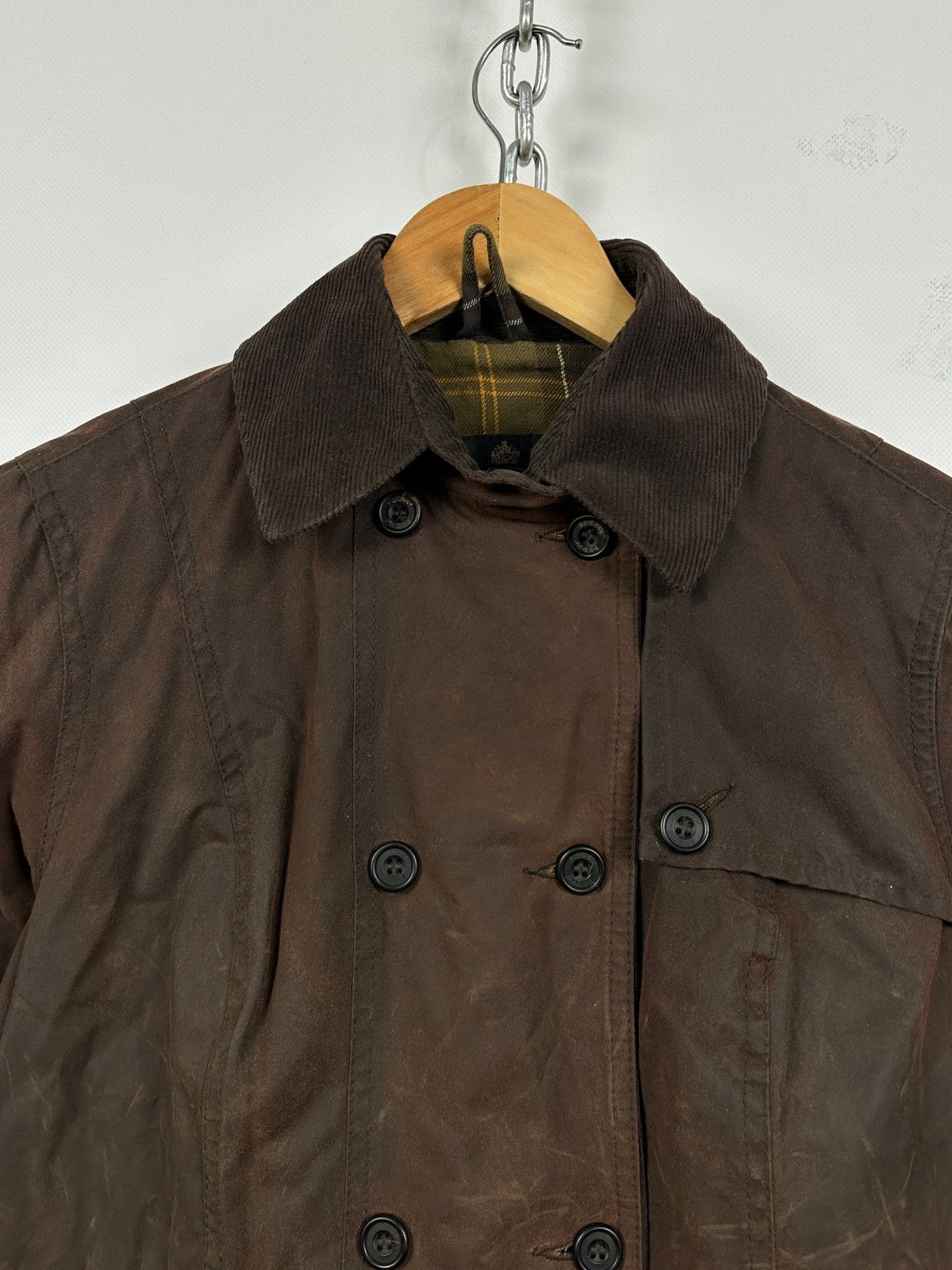 Barbour Double Breasted Brown Waxed Coat Jacket