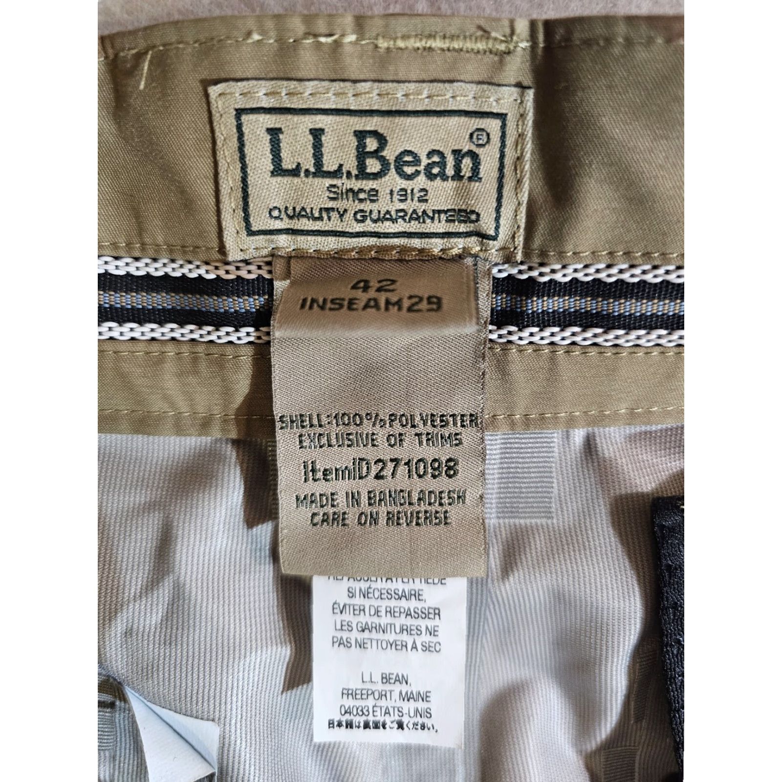 Vintage LL Bean Classic Polyester Hiking Pants Rain Resistant Mens 42x29 Reinforced Beige 5-Pocket Design Moisture Wicking Quick Dry Stretch Size US 42 / EU 58 - 4 Thumbnail
