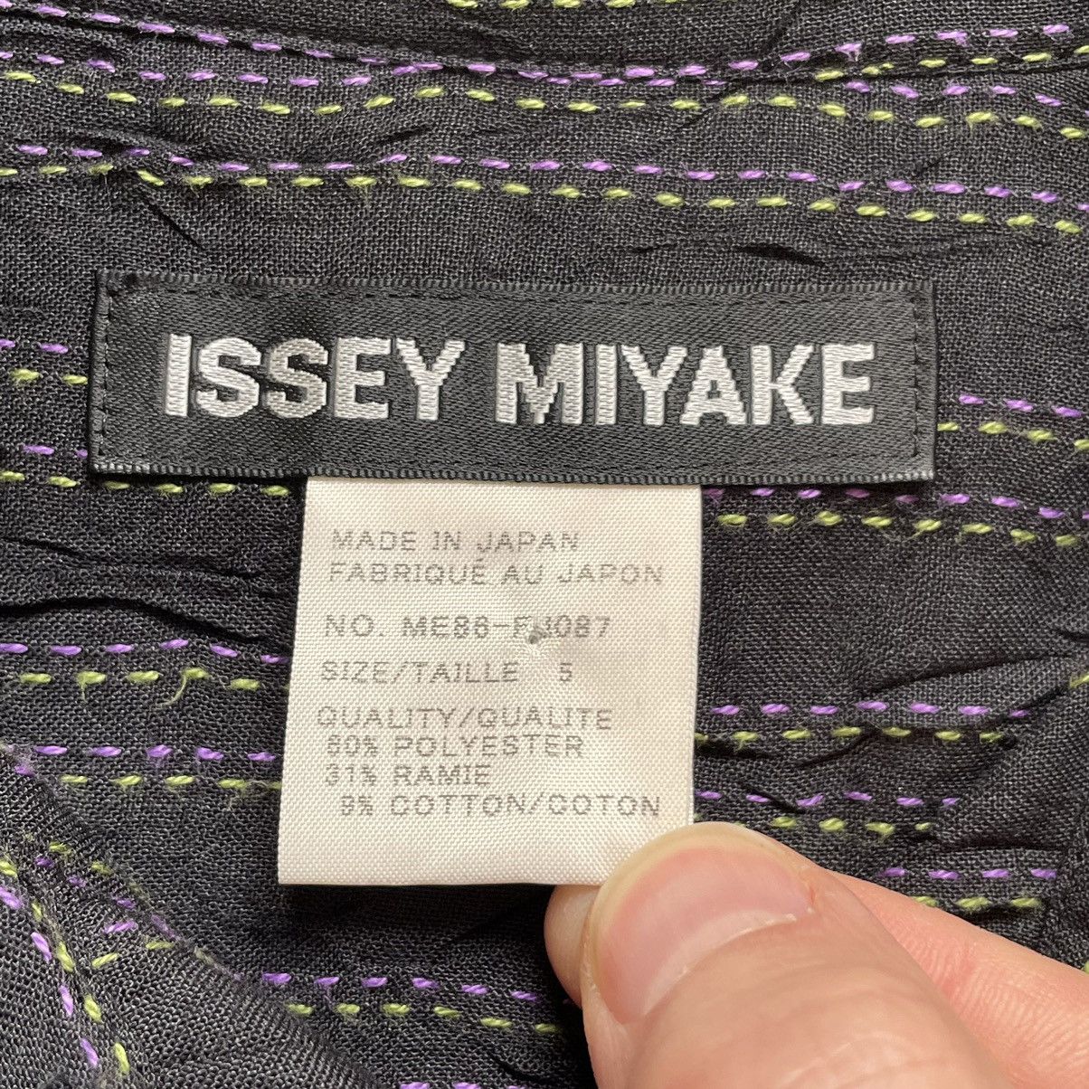 Issey Miyake Black Creased Nylon Multi Stitch Shirt Size US XL / EU 56 / 4 - 6 Thumbnail