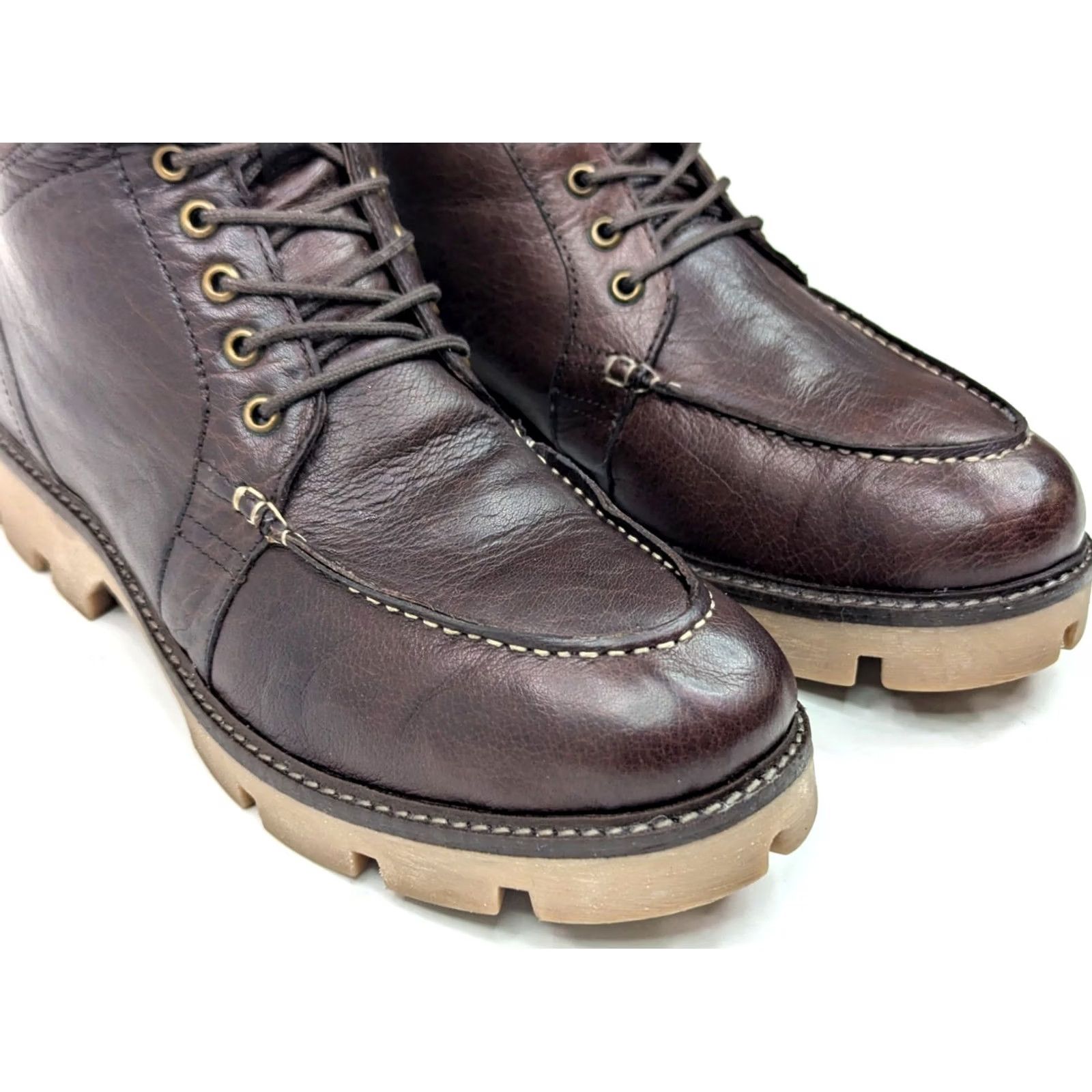 Lands' End Lands End Leather Lug Hiker Boots Men 9D Brown Mid Calf 8" Tall EUC Lace Up Boot Mens Brown Leather Lug Hiker 9D Size US 9 / EU 42 - 5 Thumbnail