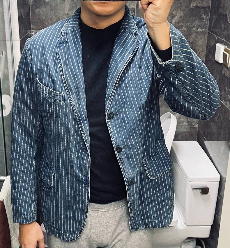 RRL Ralph Lauren RRL Ralph Lauren Vertical striped blue dyed indigo retro A Size US L / EU 52-54 / 3 - 7 Thumbnail