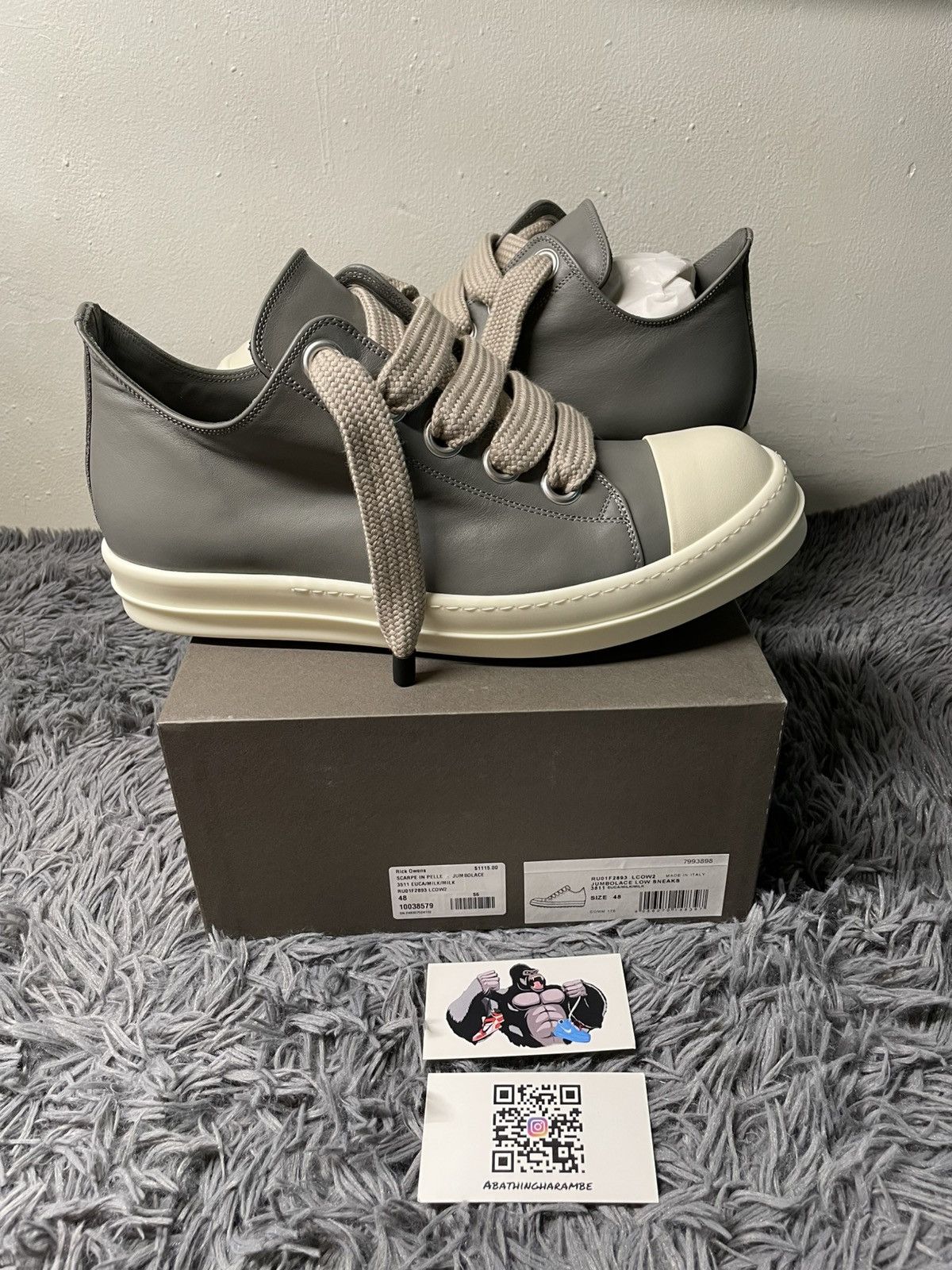Rick Owens Rick Owens Ramone Low Jumbo Lace Euca/Milk Size US 15 / EU 48 - 2 Thumbnail