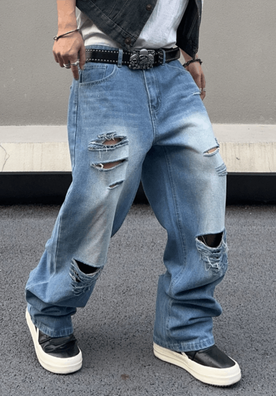Vision Streetwear Ripped Baggy Jeans Size US 36 / EU 52 - 1 Thumbnail