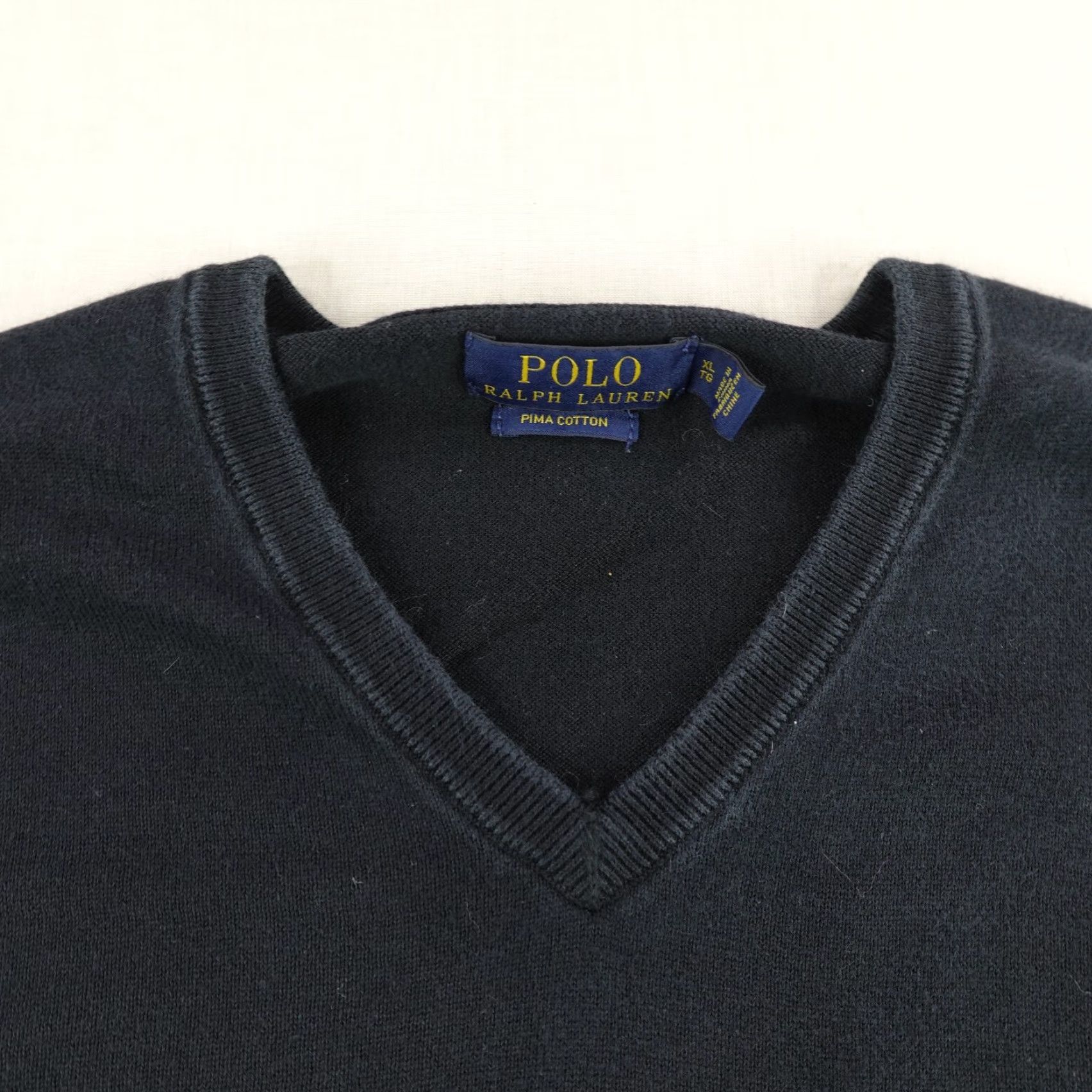 Polo Ralph Lauren Polo Ralph Lauren Sweater Mens XL Black Pima Cotton Pony Logo Pullover V Neck Size US XL / EU 56 / 4 - 2 Thumbnail