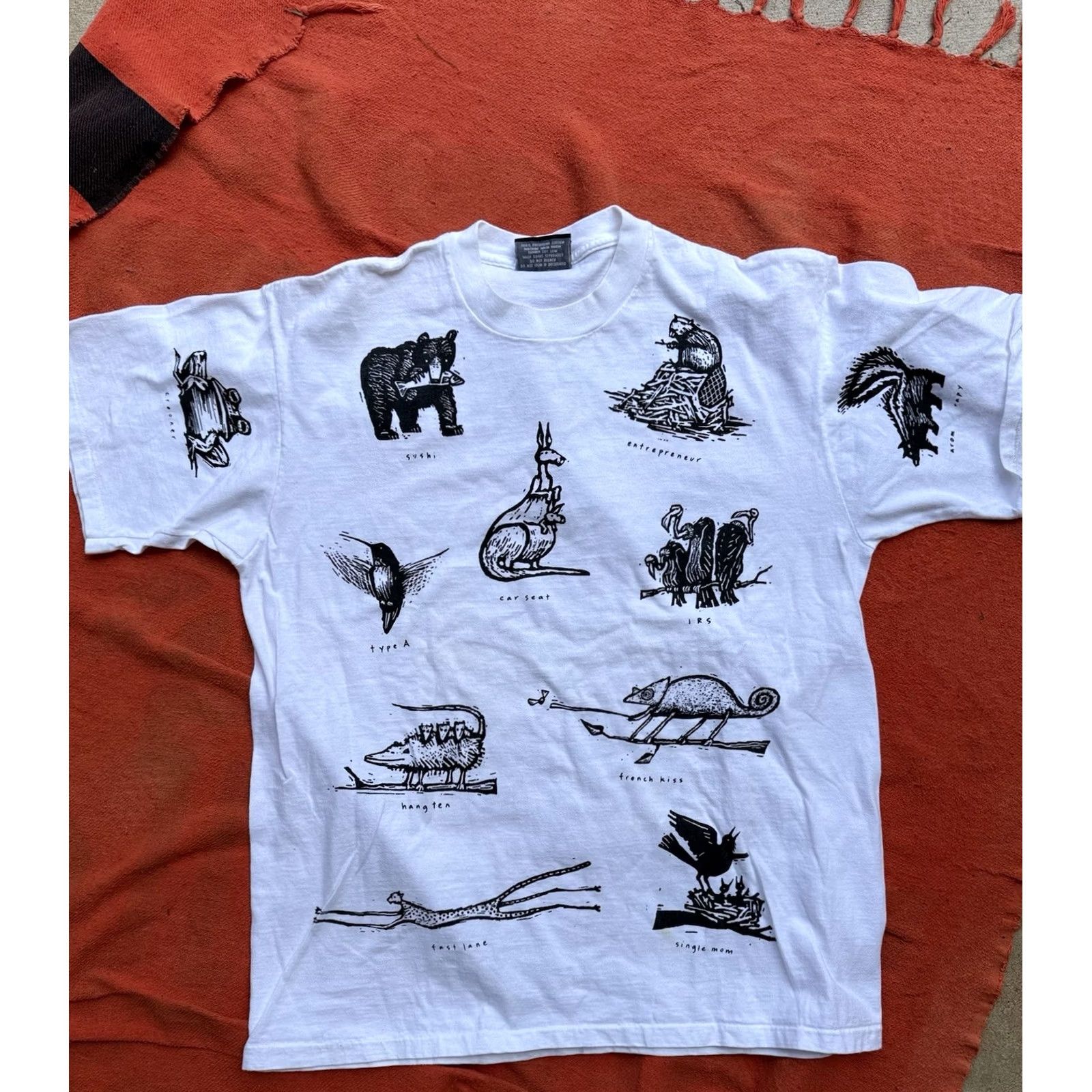 Vintage VINTAGE Your Head Goes Here T-Shirt Men XL White 90s Animal Humor Graphic Print Short Sleeve Crew Neck Cotton USA Made Size US XL / EU 56 / 4 - 2 Thumbnail