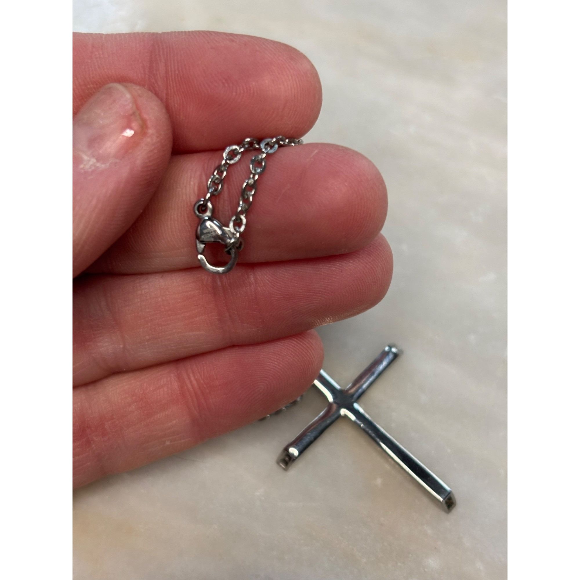 Other Stamped Chisel Sterling Silver Cross Pendant Necklace Size ONE SIZE - 5 Thumbnail