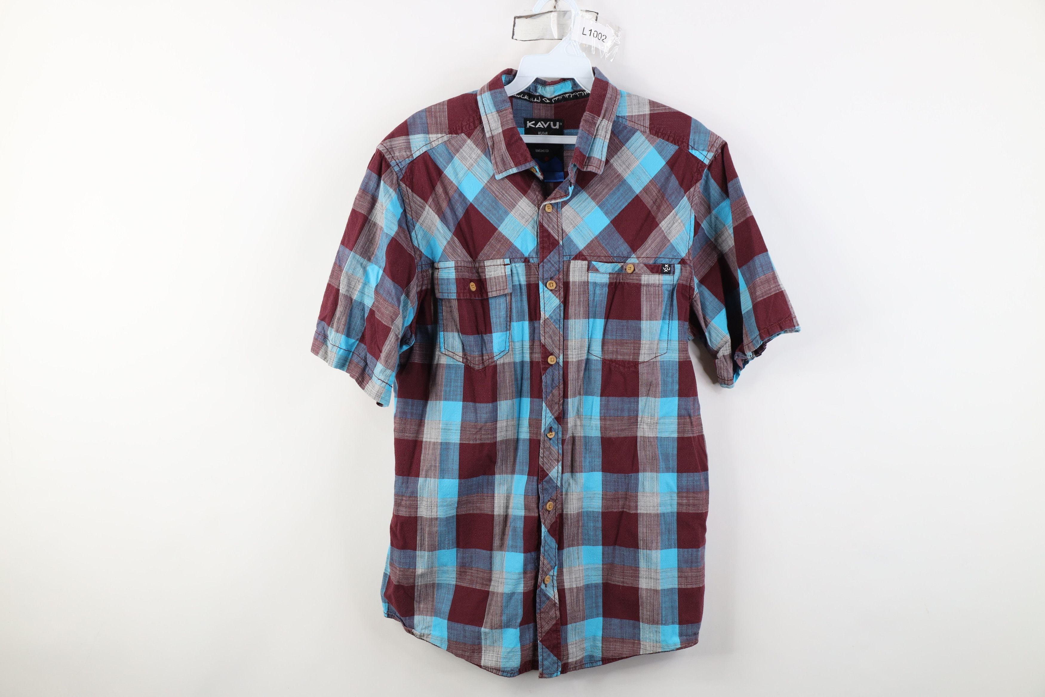 KAVU Kavu Seersucker Short Sleeve Collared Button Shirt Plaid Size US M / EU 48-50 / 2 - 1 Thumbnail