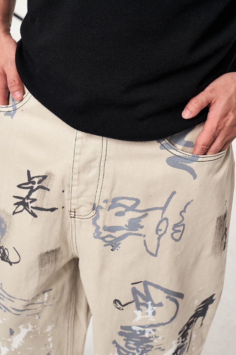 Vintage Painted Graffiti Baggy Jeans Streetwear Hip Hop Size US 33 - 7 Thumbnail