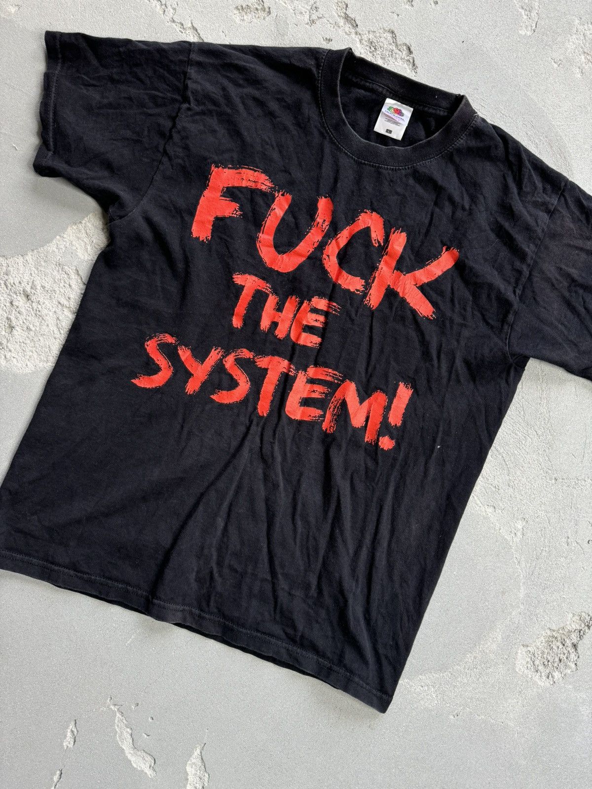 Vintage Vintage Fuck The System Black T-Shirt Size US L / EU 52-54 / 3 - 3 Thumbnail