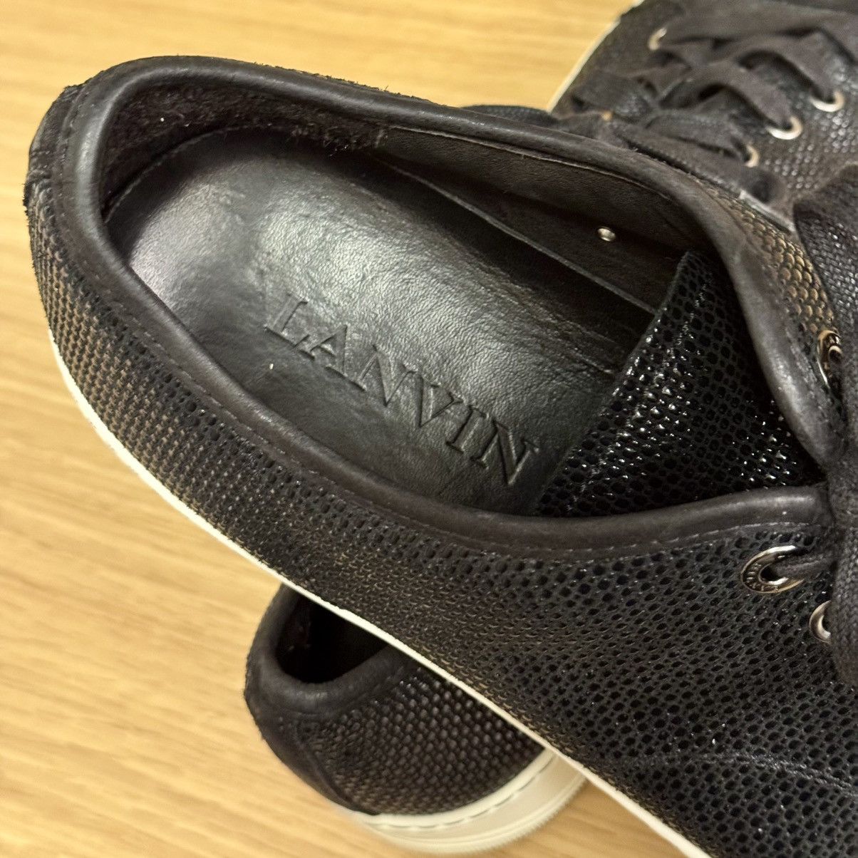 Lanvin Lanvin DBB1 Black Textured Leather Sneakers Mens UK12/US13 Size US 13 / EU 46 - 7 Thumbnail