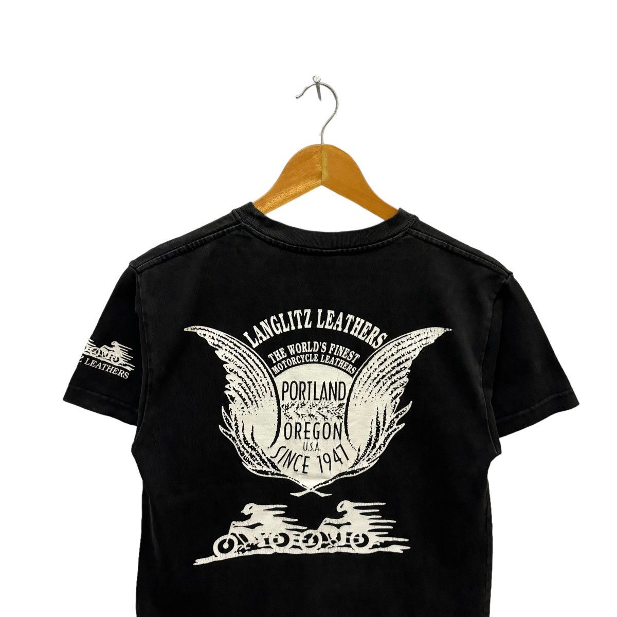 Leather × Lewis Leathers × Vanson Leathers Vintage Langlitz Leathers Finest Motorcycle Leathers Tshirt Size US S / EU 44-46 / 1 - 2 Thumbnail