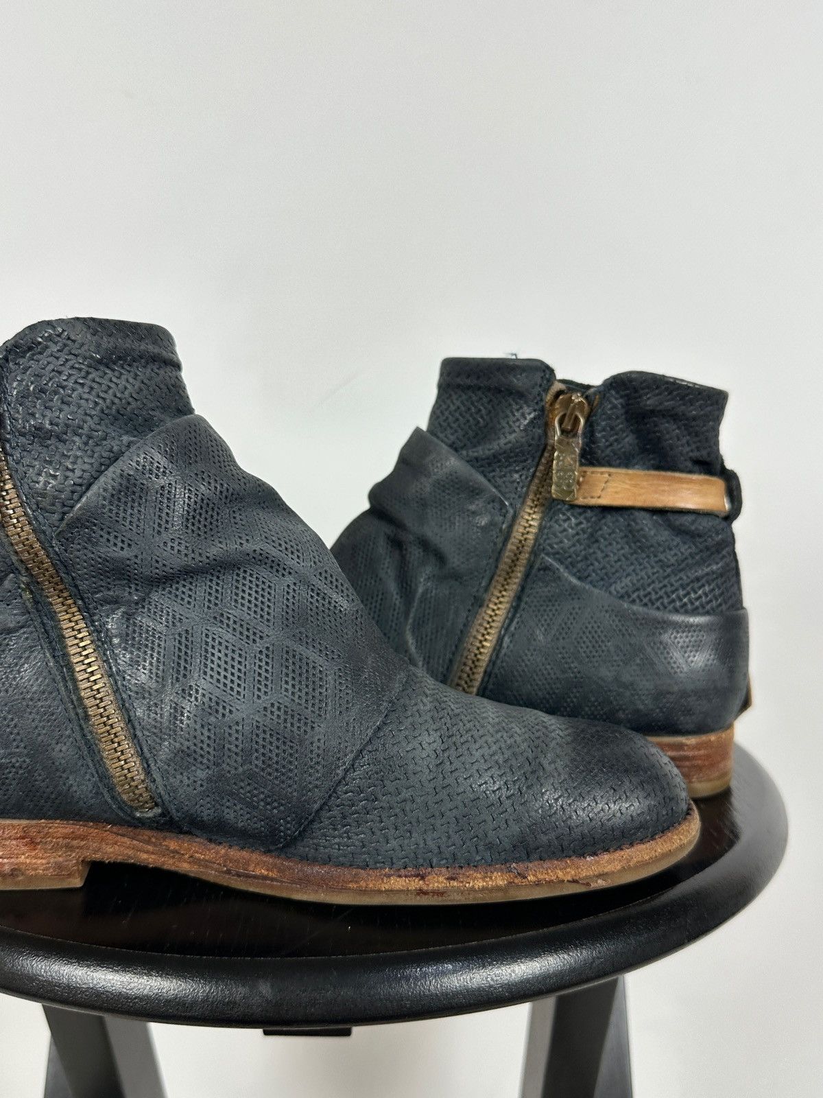 A.S.98 A.S.98. Airstep Navy Blue Leather Biker Ankle Boots Size US 8 / IT 38 - 19 Thumbnail