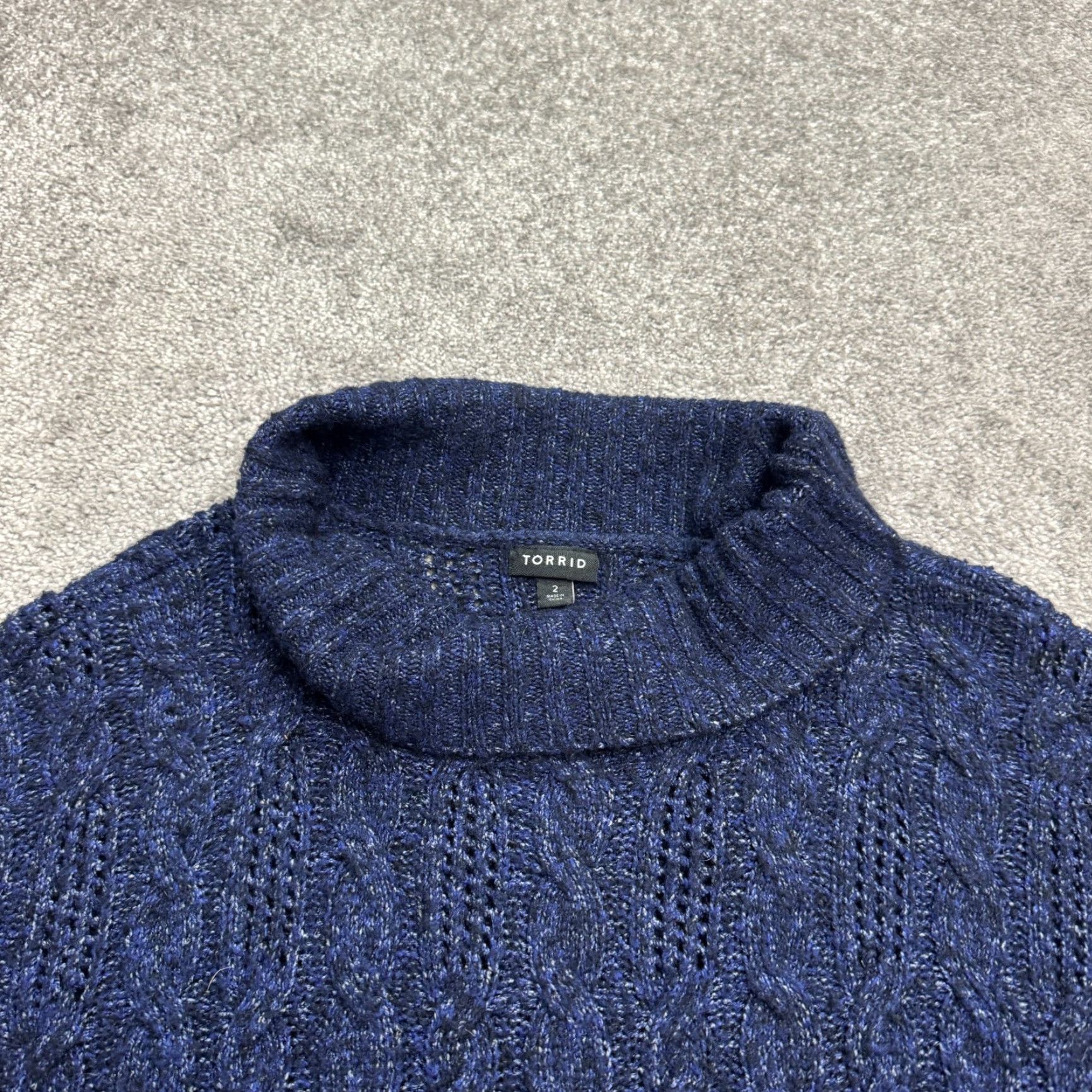 Torrid Torrid Wool? No—Torrid Marbled Cable Pointelle Knit Cowl Pullover Sweater Womens Plus 2X Blue Size XXL / US 16-18 / IT 52-54 - 3 Thumbnail