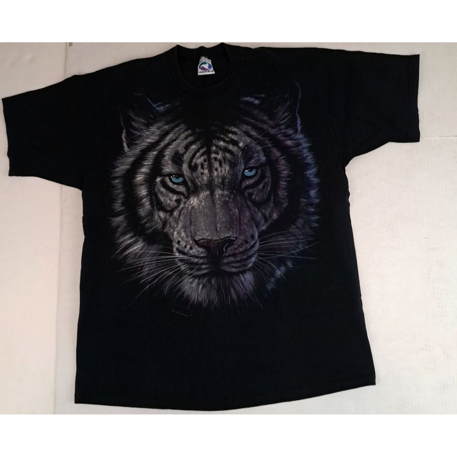 Liquid Blue VINTAGE Liquid Blue T-Shirt XL Front & Back Print Wildlife Tiger USA Made Black Cotton Crew Neck Short Sleeve Double-Sided Unisex Adults 1990s Size US XL / EU 56 / 4 - 2 Thumbnail