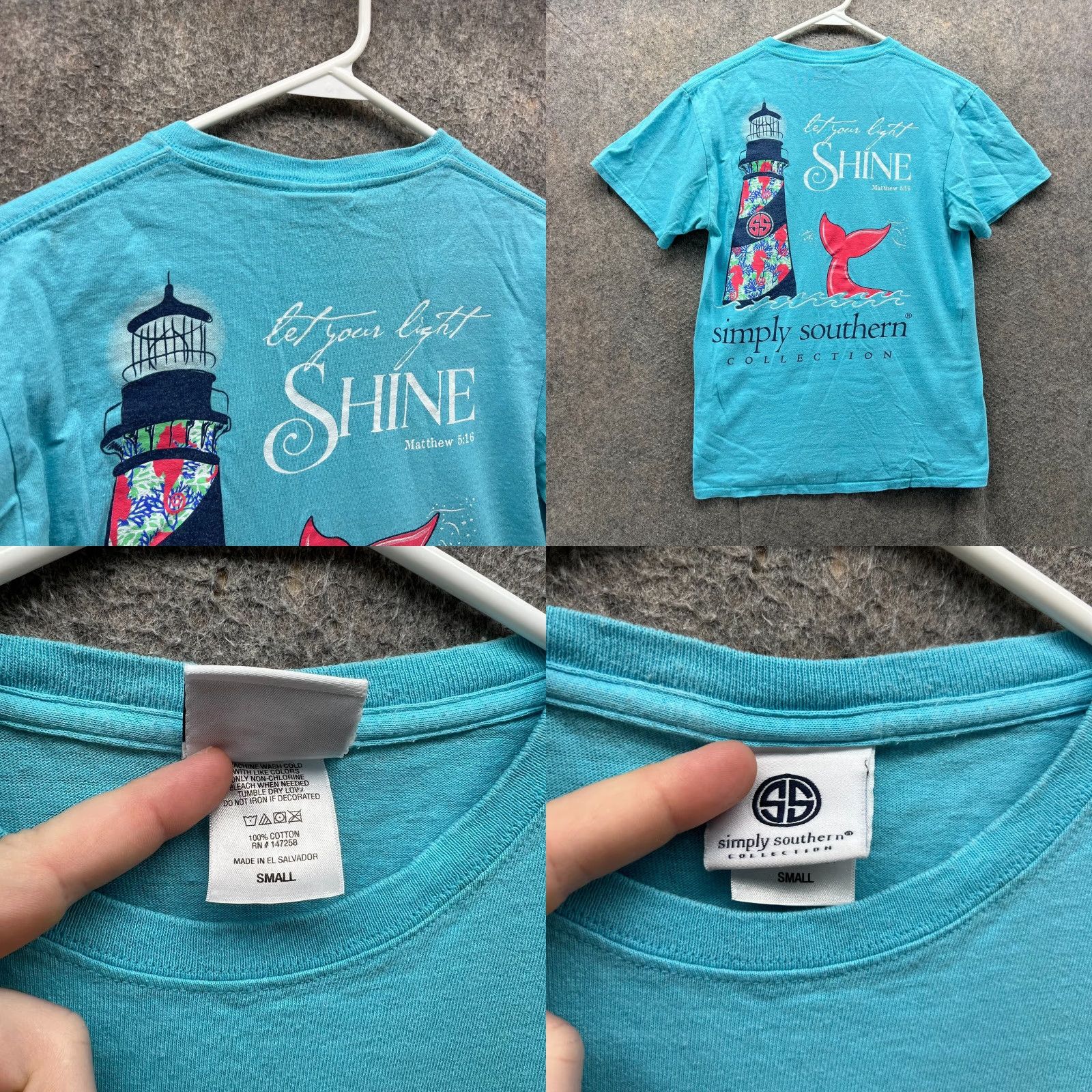 Vintage Simply Southern Shirt Men Small Blue Crewneck Lighthouse Shore Beach Whale Print Size US S / EU 44-46 / 1 - 8 Thumbnail