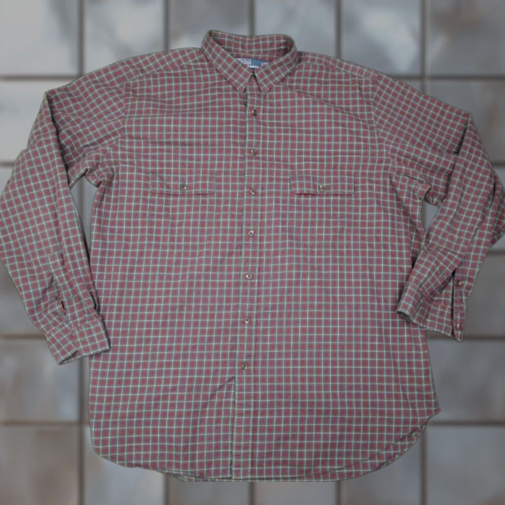 Polo Ralph Lauren VINTAGE Polo Ralph Lauren Shirt 2XL Tall Red Check Button-Up with Dual Flap Pockets Mens Long Sleeve Size US XXL / EU 58 / 5 - 1 Thumbnail