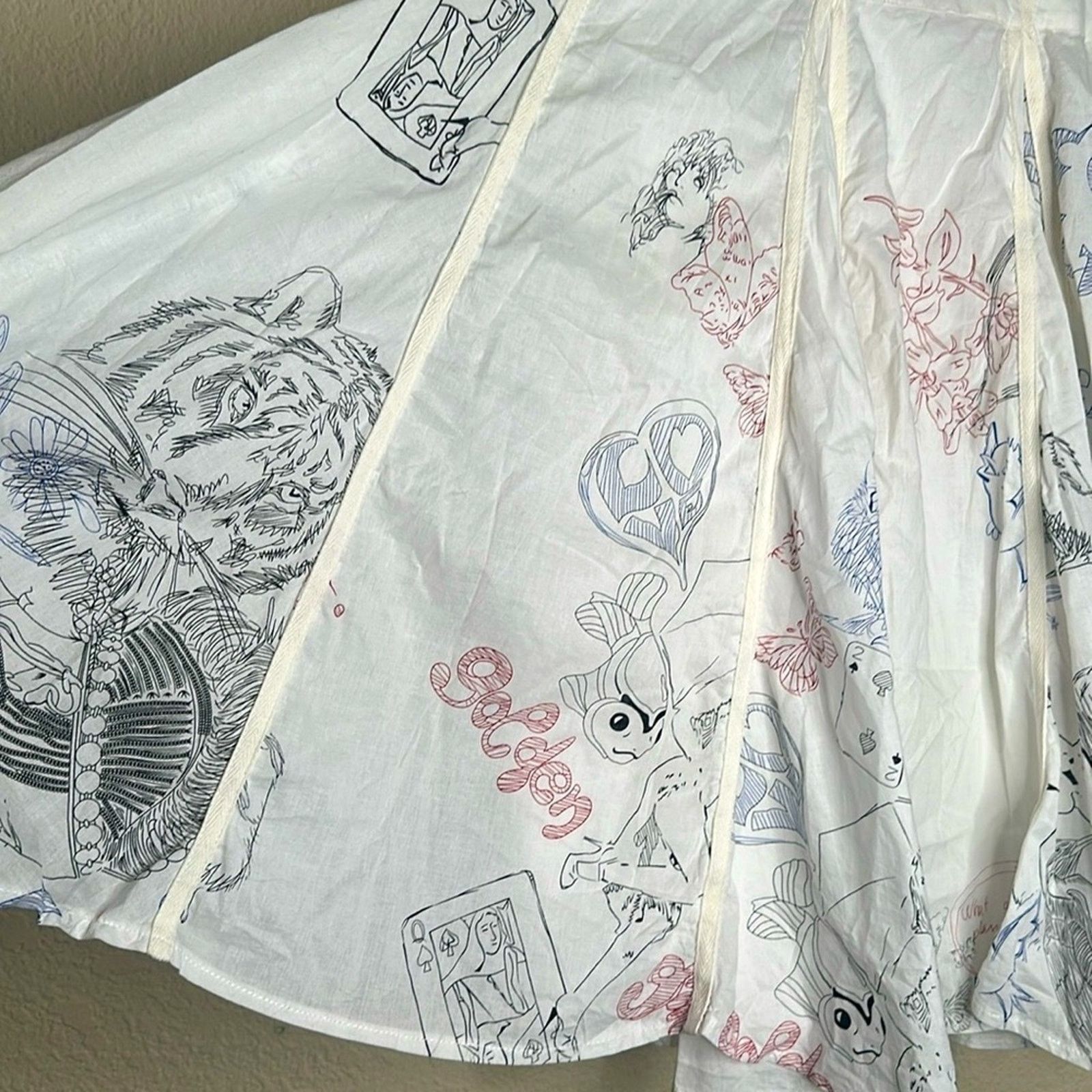 VTG 80s High Waist Midi Skirt Pop Art New Wave Puff OOAK MED