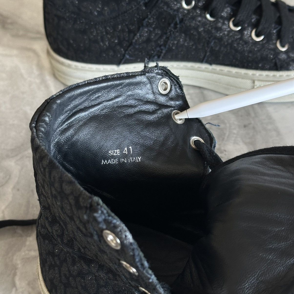 Amiri Amiri Sunset Glitter Leopard Black High Top Canvas Sneakers Size US 8 / EU 41 - 7 Thumbnail