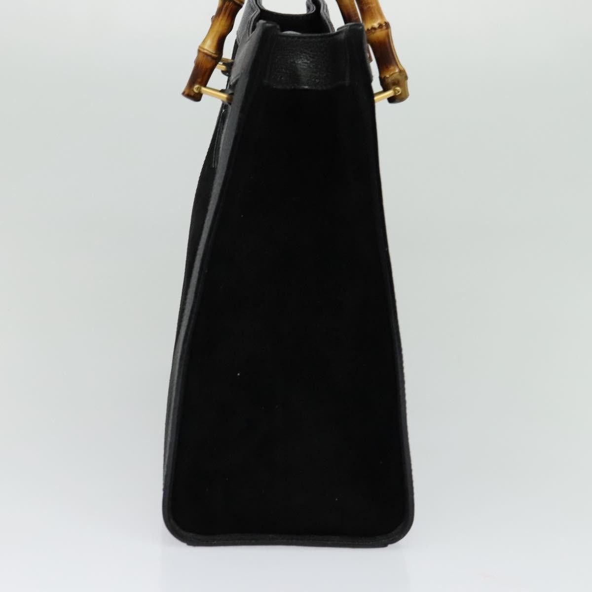 Gucci GUCCI Bamboo Hand Bag Suede Black Gold 002 1095 002 1095 Size ONE SIZE - 4 Thumbnail
