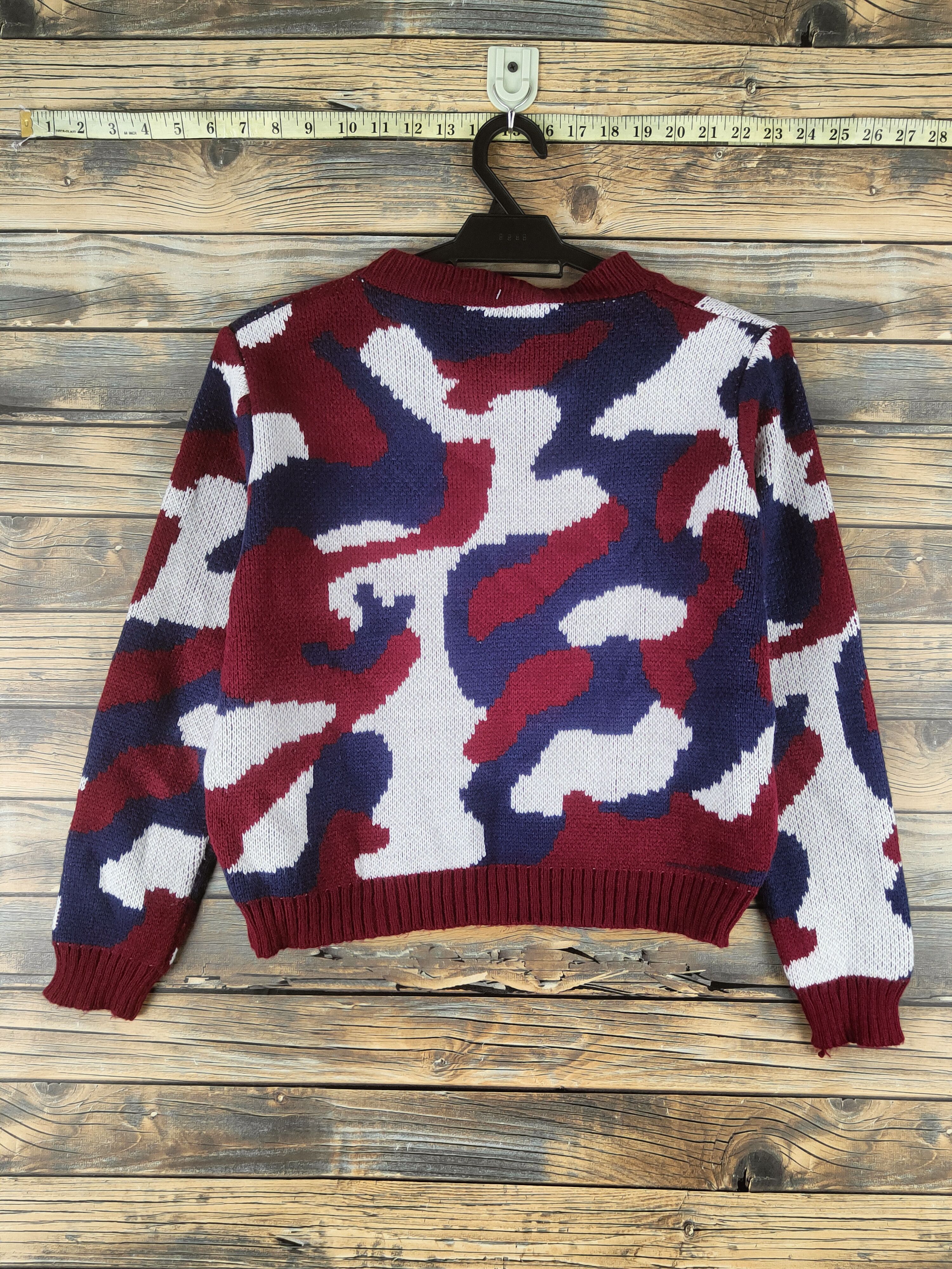 Japanese Brand DL J'adore Plein Maroon White Knitwear Crop Tops# 46-131 Size S / US 4 / IT 40 - 7 Thumbnail