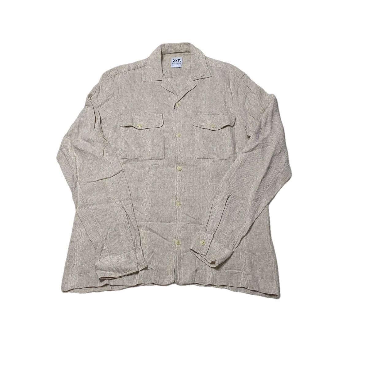Zara White Viscose Linen Textured Shirt Size US S / EU 44-46 / 1 - 1 Thumbnail