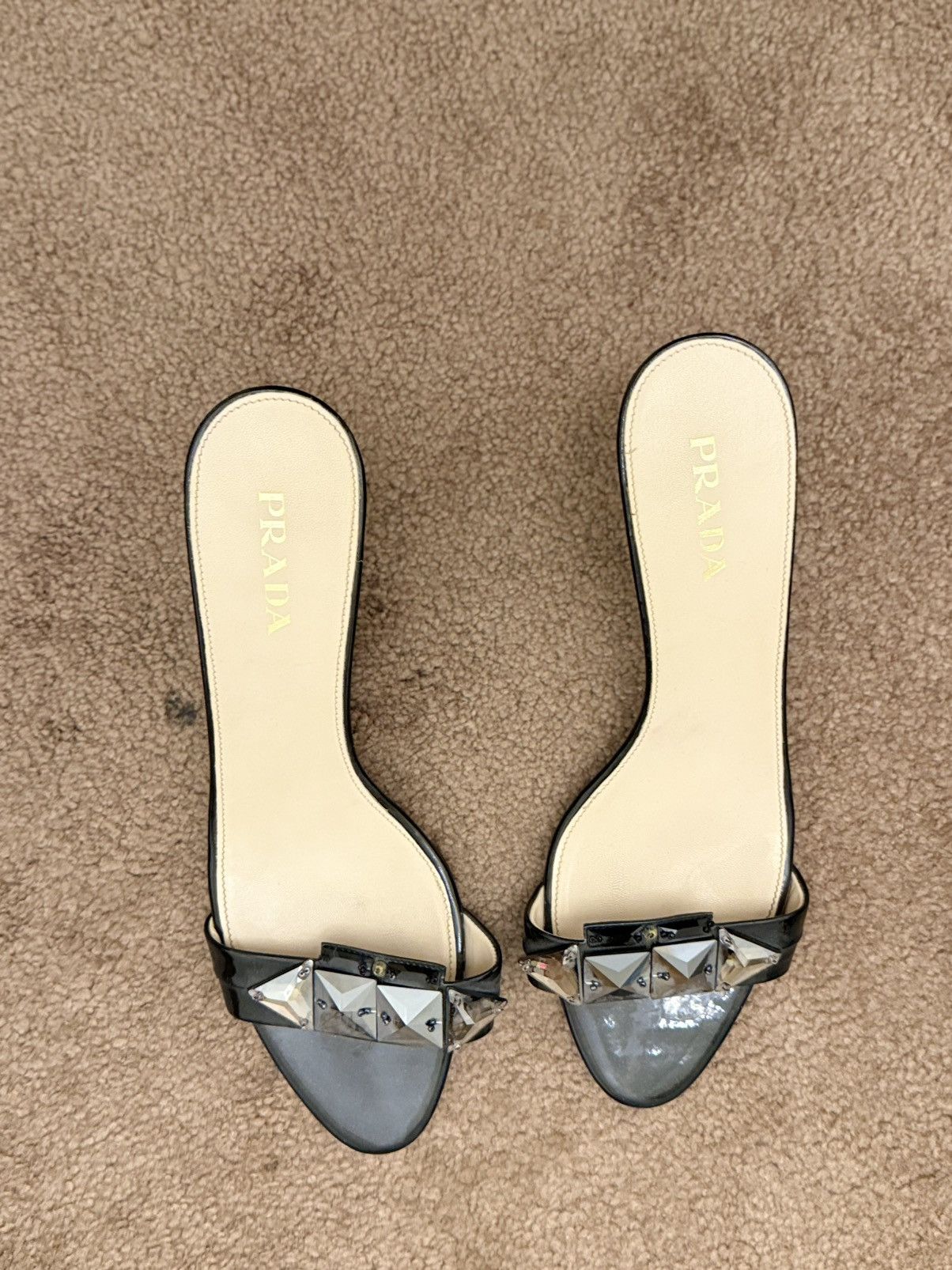 Prada Prada patent leather crystal embellished heels Size US 9 / IT 39 - 1 Thumbnail