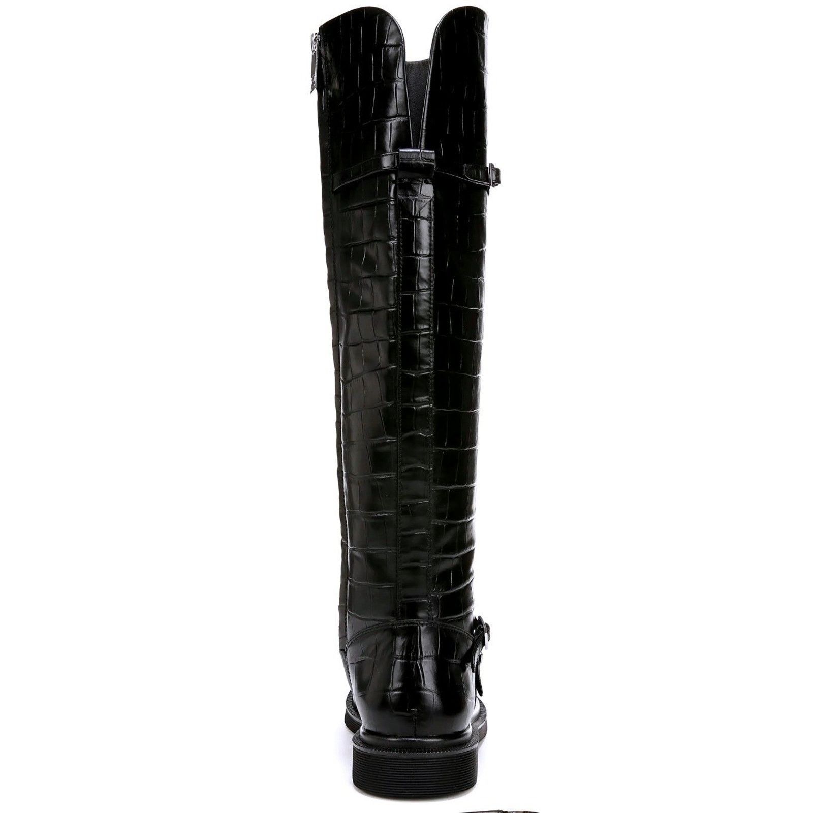 Franco Sarto SARTO by Franco Sarto Black Croc Embossed Leather Boots Size US 8 / IT 38 - 13 Thumbnail