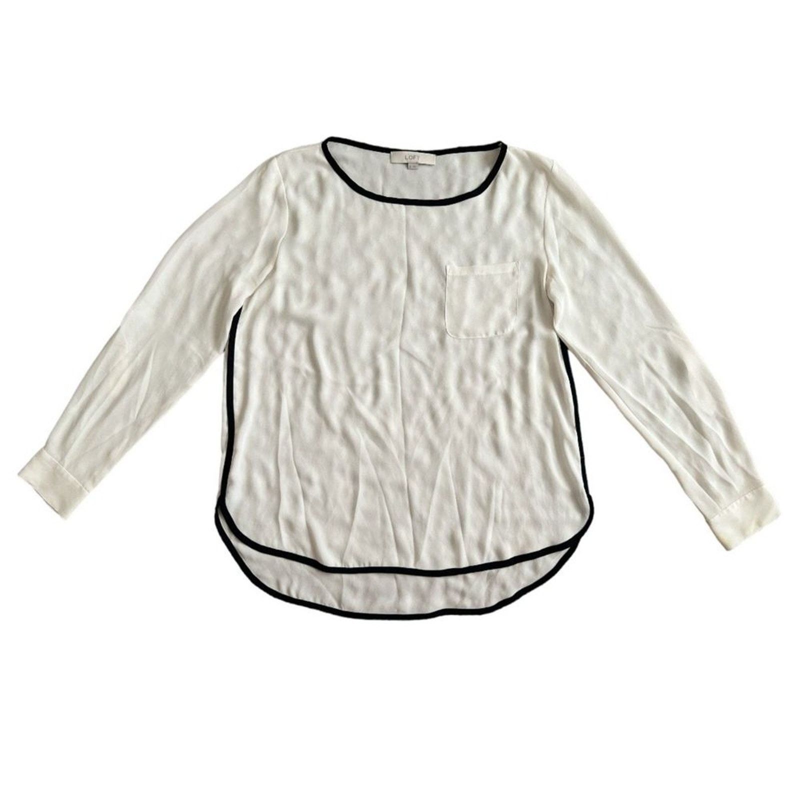 Ann Taylor LOT 2 ANN TAYLOR Loft Beige Semi Sheer Long Sleeve Top, M Size M / US 6-8 / IT 42-44 - 5 Thumbnail