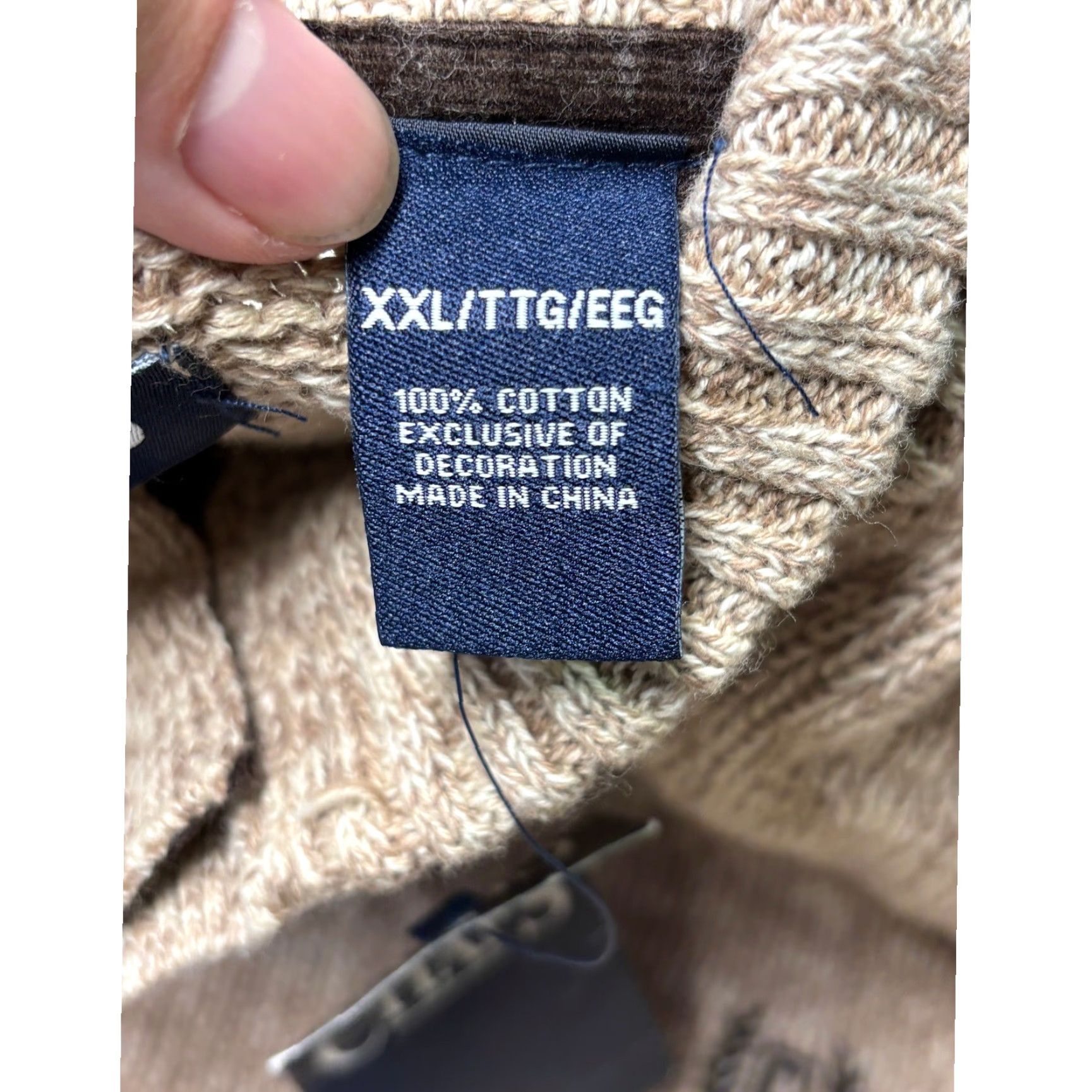 Chaps VINTAGE Chaps Mens Kent Cog Twst Sweater XXL Beige Brown Elbow Patches Mock Neck Size US XXL / EU 58 / 5 - 5 Thumbnail
