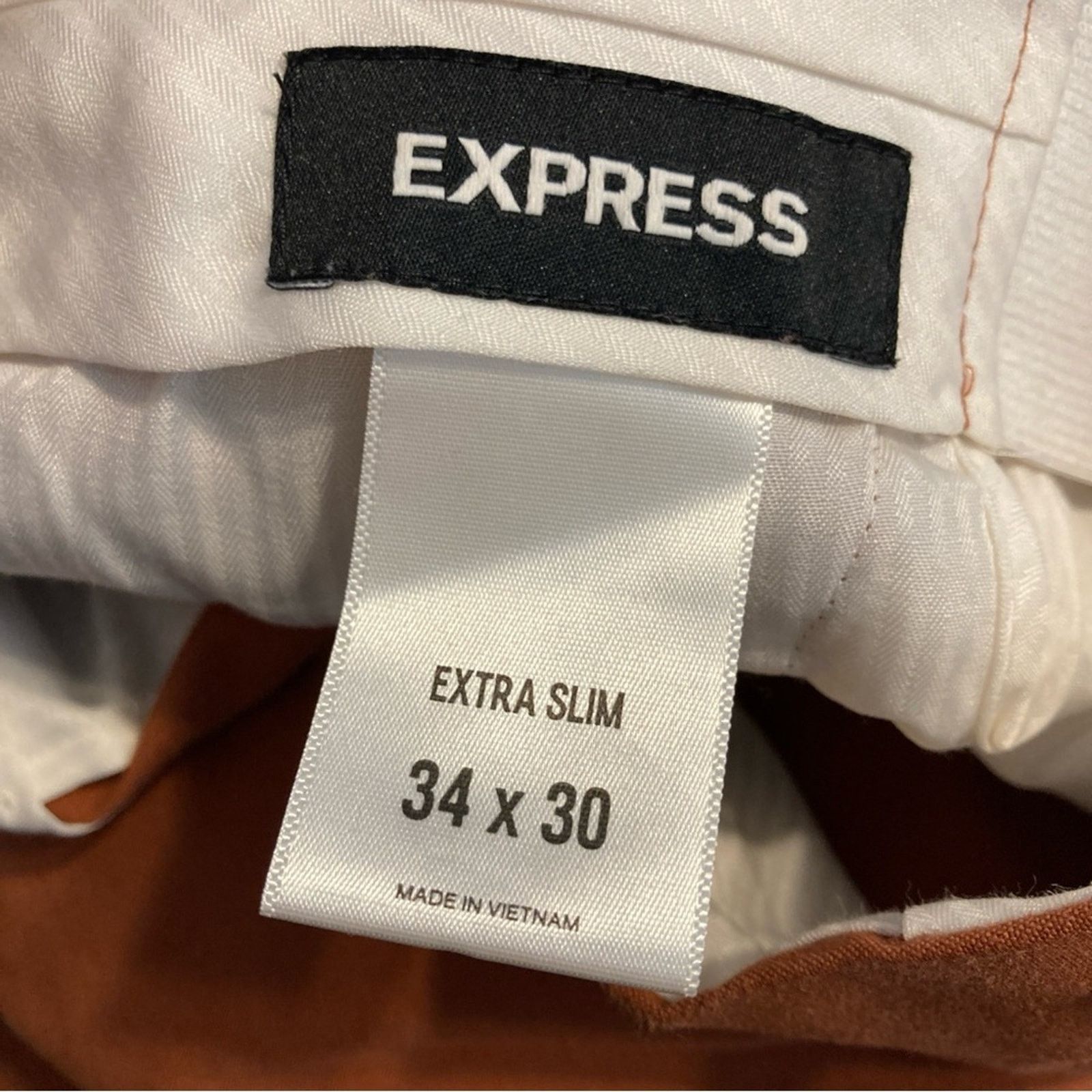 Express Express Extra Slim Rust Red Khaki Straight Leg Chino Pants Size US 34 / EU 50 - 8 Thumbnail